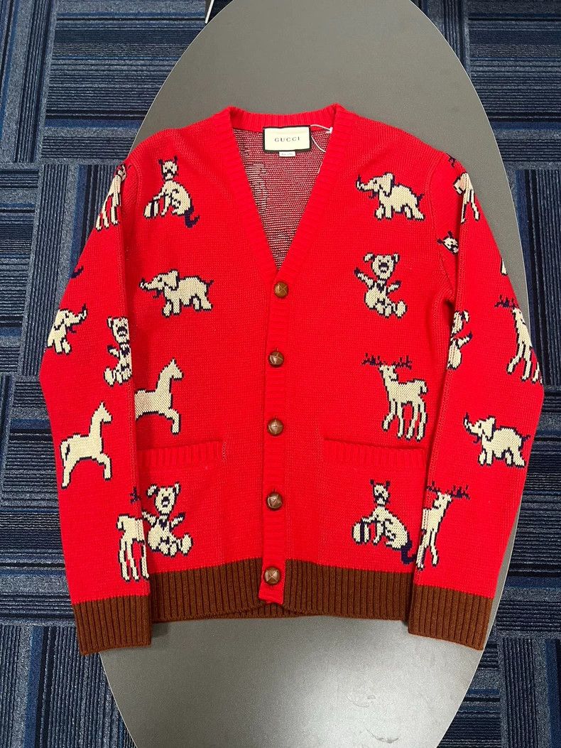 Gucci Gucci Zoo-themed pattern knitted sweater cardigan 2504-Next Size XS / US 0-2 / IT 36-38 - 1 Thumbnail