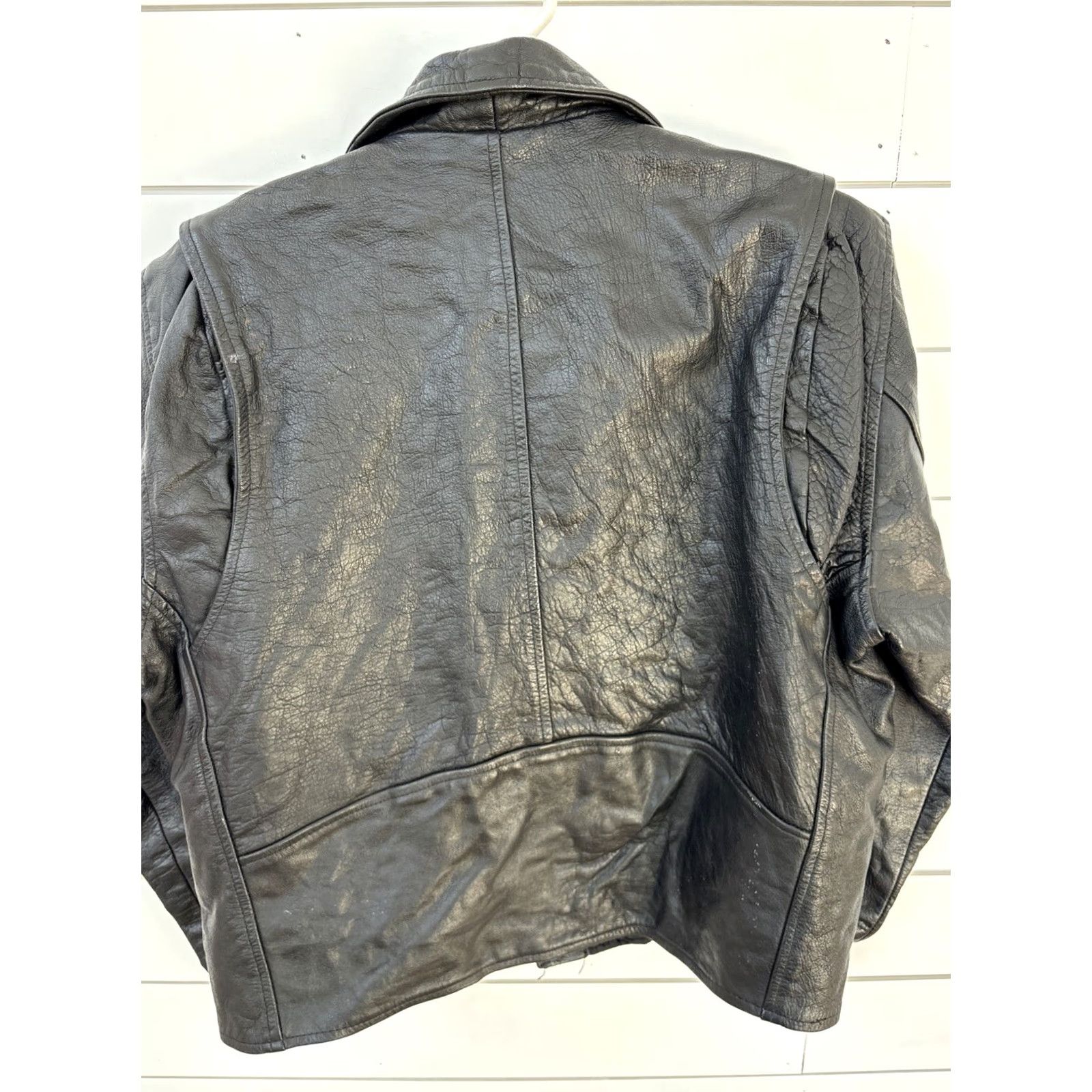 Vintage VINTAGE Leather King Jacket Mens 48 Biker Coat Racing Racing Casual Workwear Leather Bomber Jacket Black Size US M / EU 48-50 / 2 - 6 Thumbnail