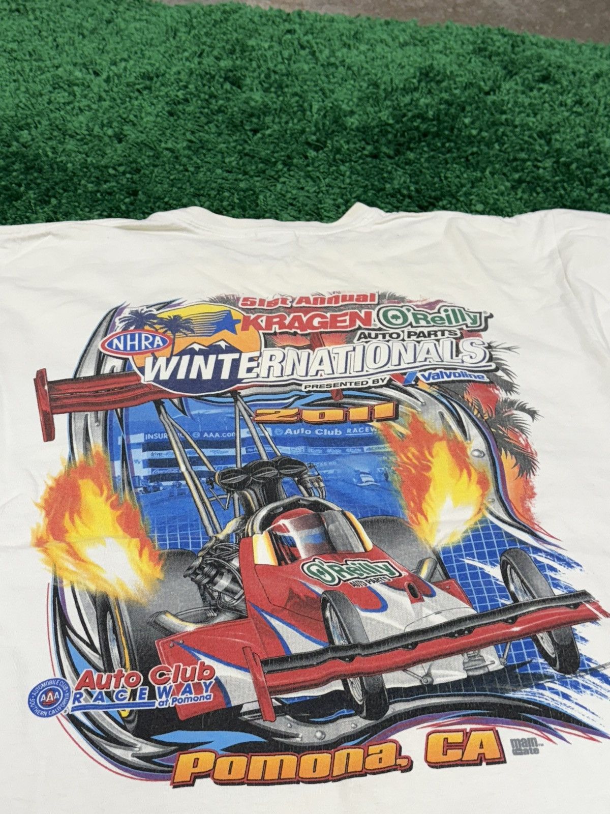 Anvil Vintage Anvil O Reilly Auto Parts Nascar F1 Race Print AOP Size US L / EU 52-54 / 3 - 3 Thumbnail