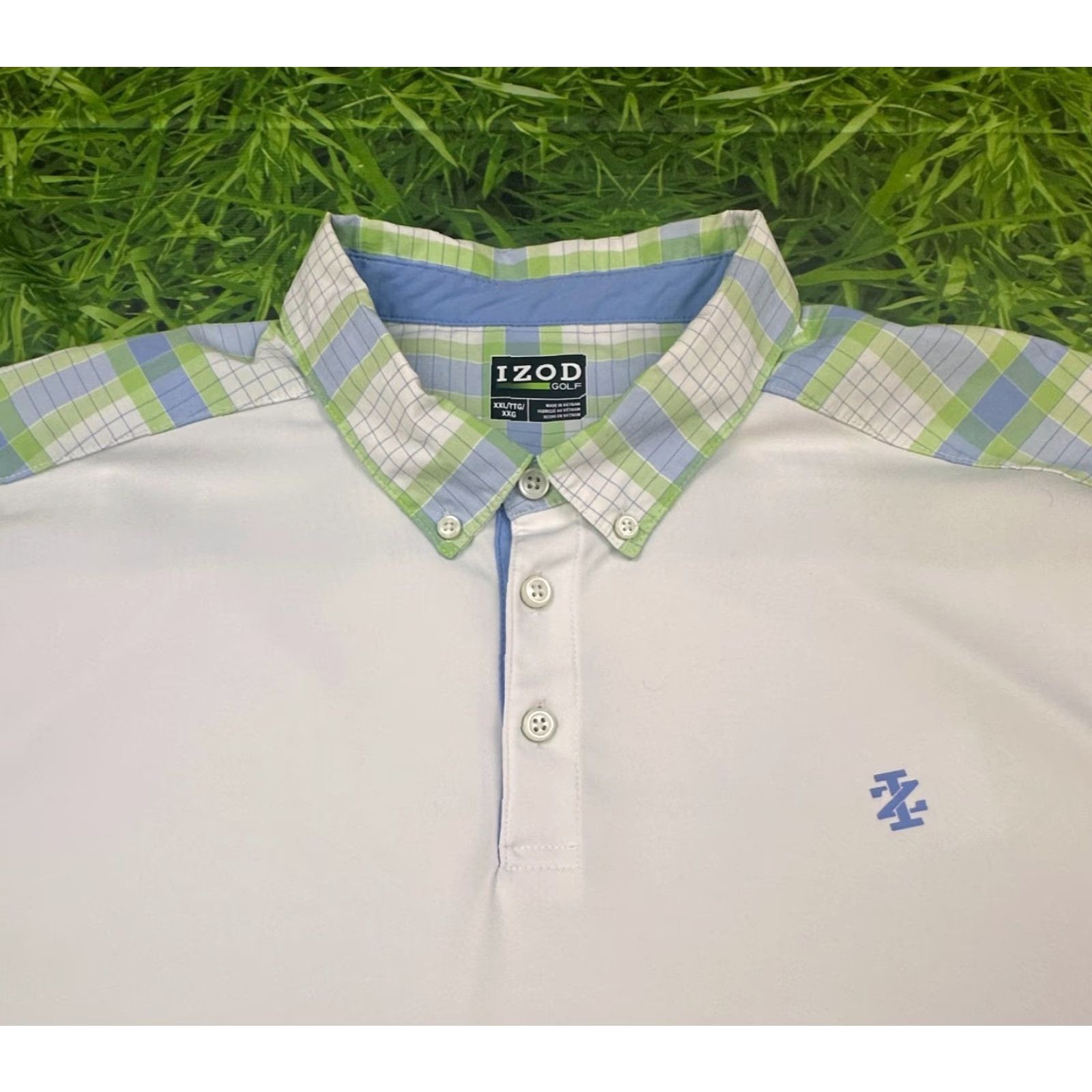 Izod IZOD Golf Polo Shirt Mens 2XL White with Contrasting Trim Logo Button Down Sports Size US XXL / EU 58 / 5 - 2 Thumbnail