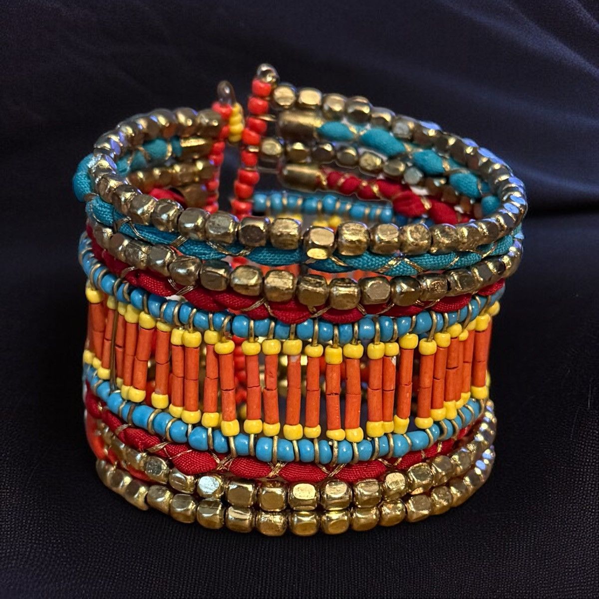 Other Multicolor beaded wide boho cuff bracelet Size ONE SIZE - 1 Thumbnail