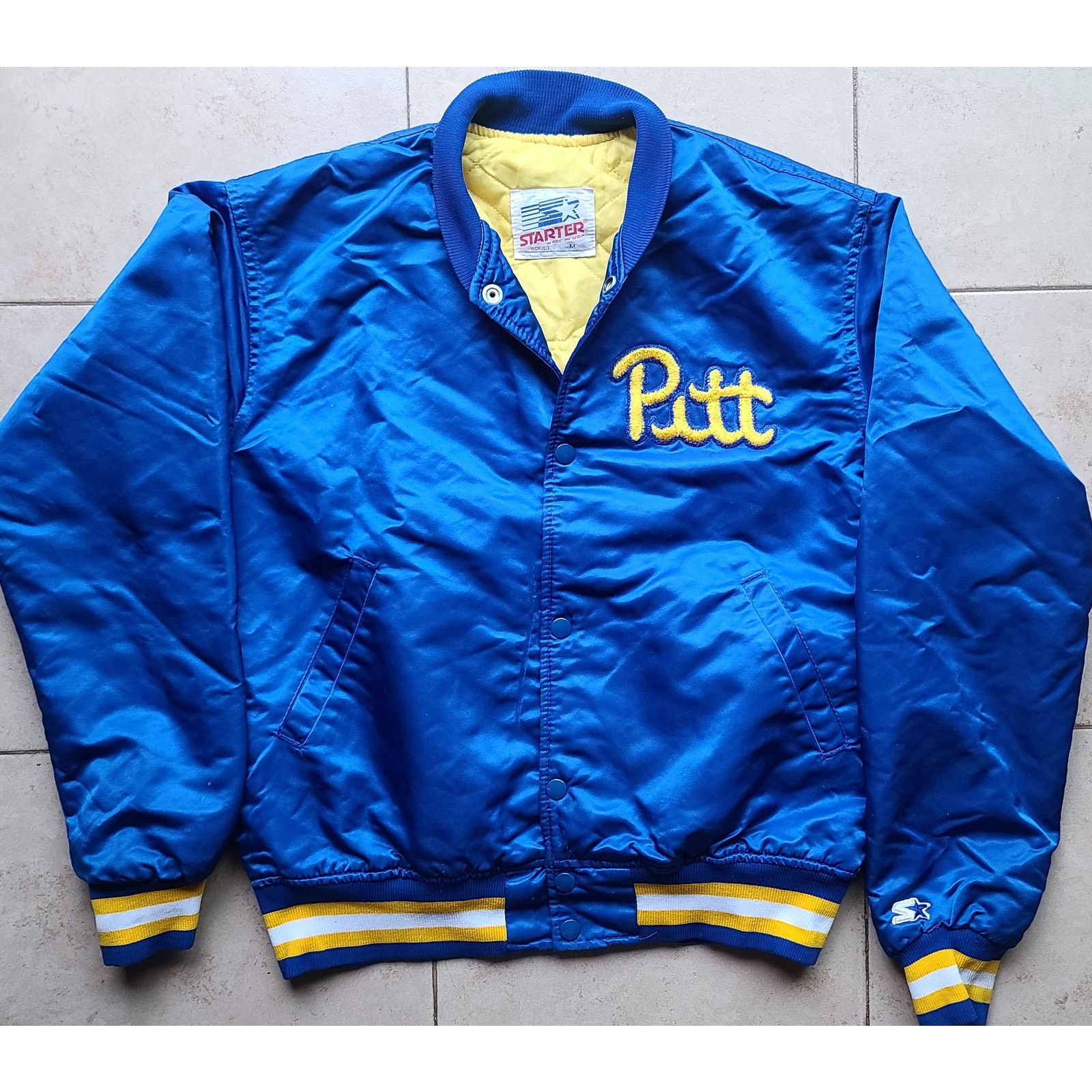 NCAA × Starter Pitt Panthers 90s STARTER satin bomber M Pittsburgh NCAA vtg Size US M / EU 48-50 / 2 - 1 Thumbnail