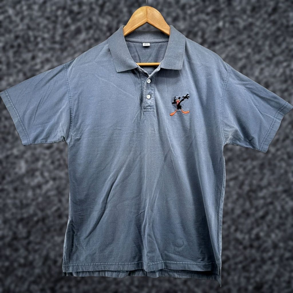 Vintage VINTAGE Warner Bros Polo Shirt Gray Men's M Daffy Duck Short Sleeve Collared Polo Shirt Casual Golf shirts Mens Warner Bros Classic 90s Theme Size US M / EU 48-50 / 2 - 1 Thumbnail