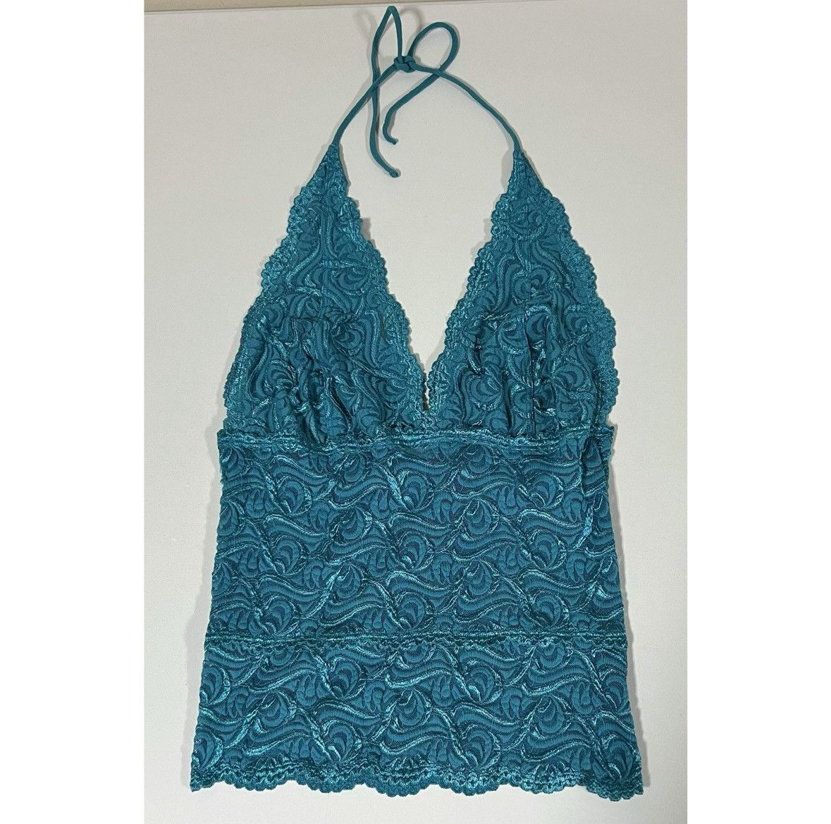 Bebe Bebe Teal Blue Lace Y2K Halter Tank Top Shirt Blouse Size M✨ Size M / US 6-8 / IT 42-44 - 1 Thumbnail