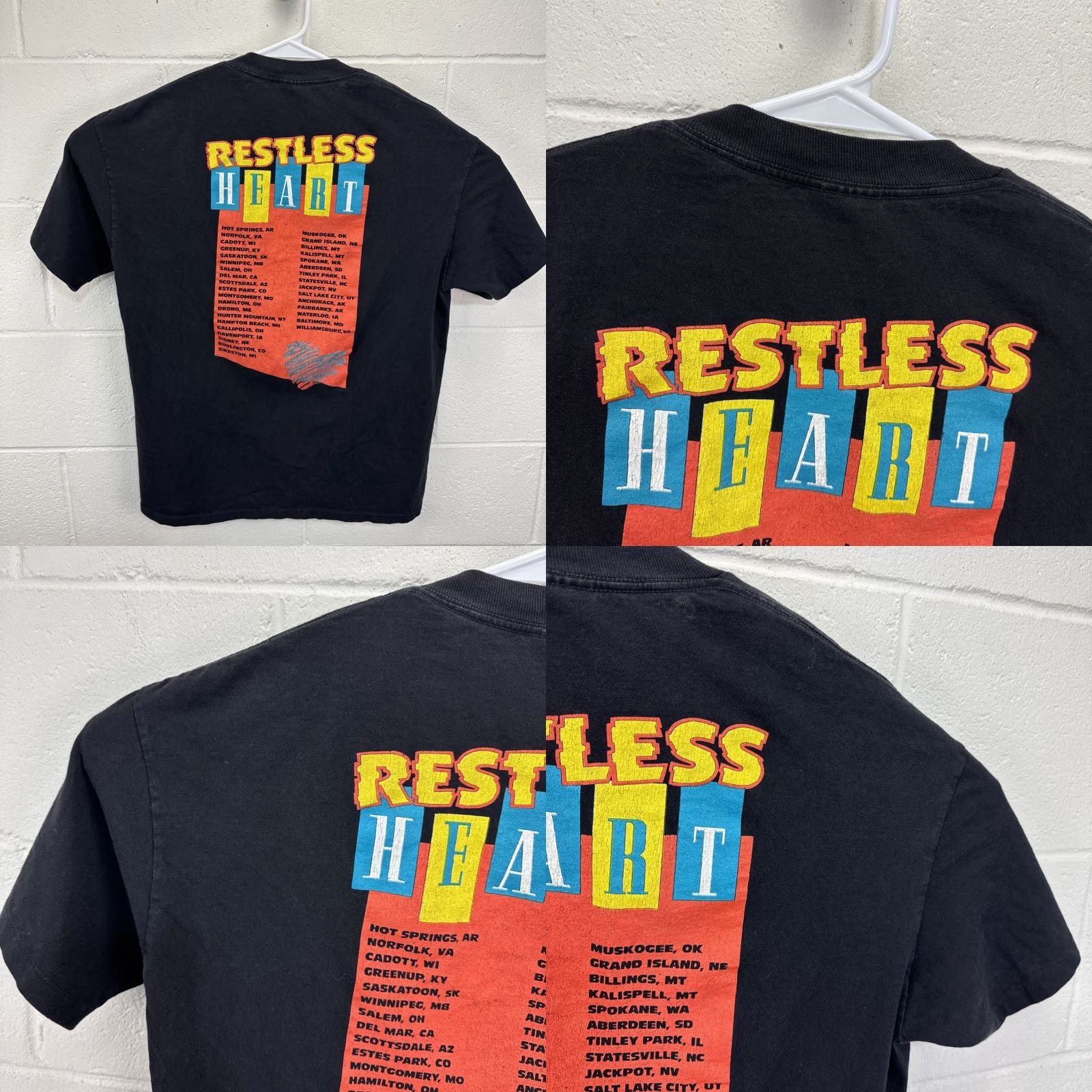 Vintage VINTAGE Brockum T-Shirt Band Restless Heart 1991 XL Black Short Sleeve Crew Neck Men Fans 90s 80s Tour Tee Portrait Graphic Print Easy Care Preshrunk Size US XL / EU 56 / 4 - 9 Thumbnail