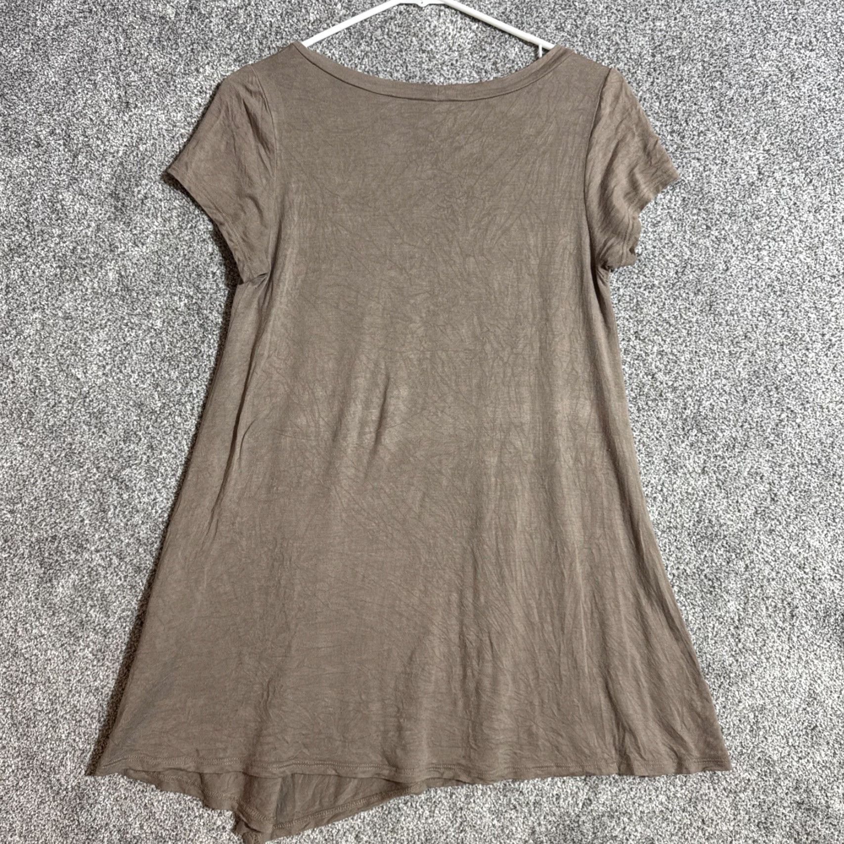 Vintage Emerald Dress Small A-Line Mini Casual Short Sleeve Round Neck Buttoned Asymmetrical Boho Earthy USA Women Size S / US 4 / IT 40 - 6 Thumbnail