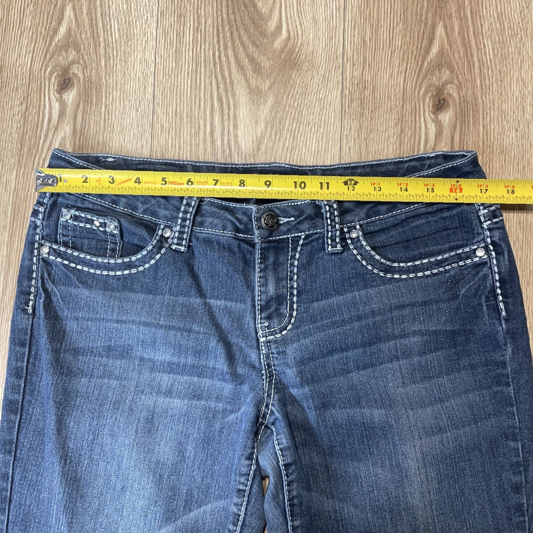 Vintage EARL Denim Jeans Size 13 Juniors Straight Blue Embossed Pockets Womens Size 34" / US 12 / IT 48 - 3 Thumbnail