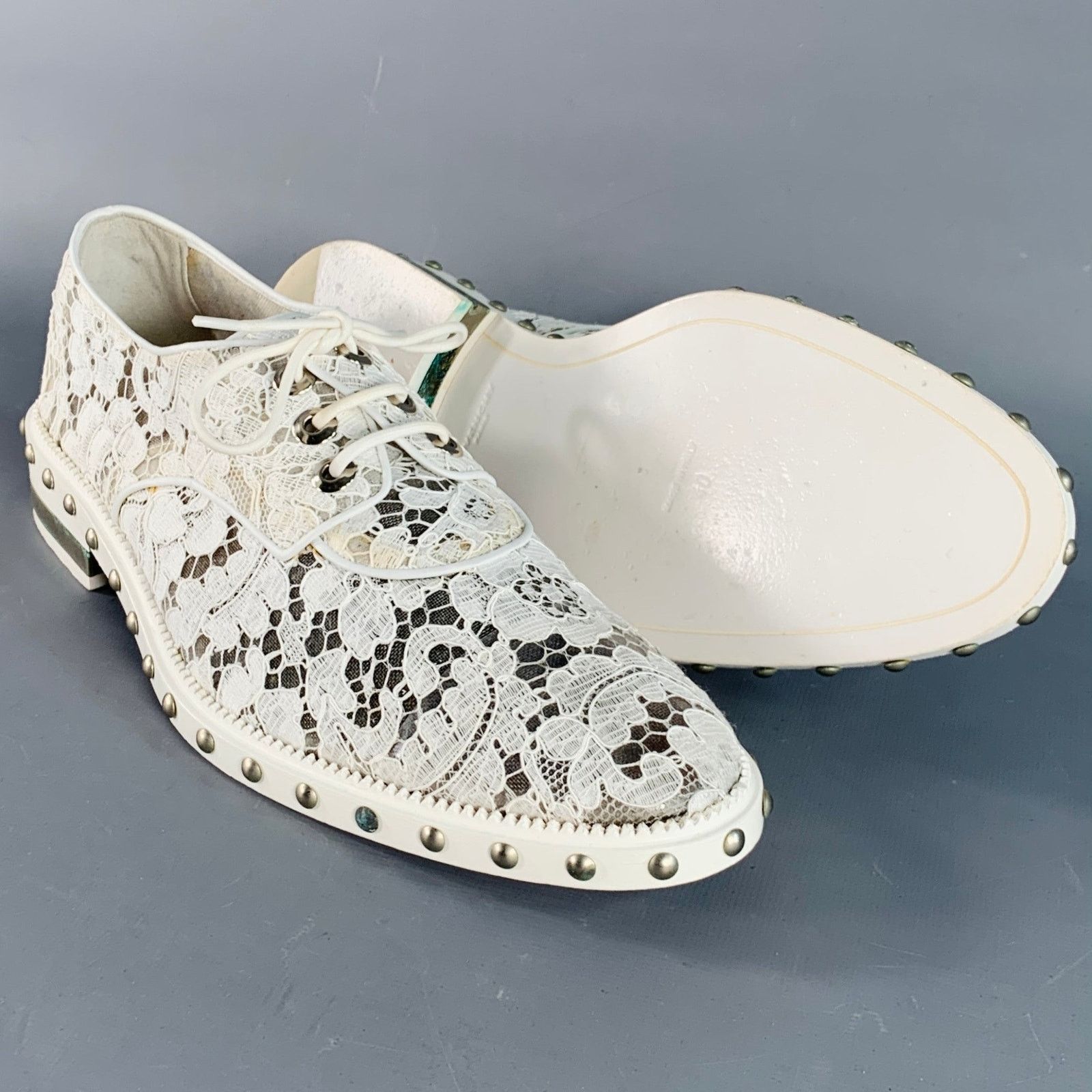 Givenchy GIVENCHY Size 10 White Leather Lace Studded Derby Shoes Size US 10 / IT 40 - 5 Thumbnail