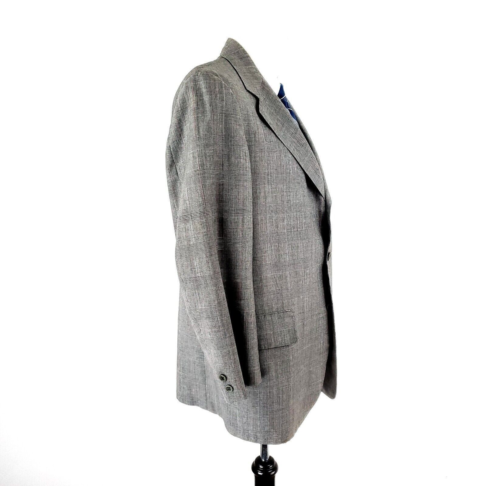 Hickey Freeman Vintage Hickey Freeman Wool 3 Button Blazer 40R Gray Glen Pl Size 40R - 6 Thumbnail