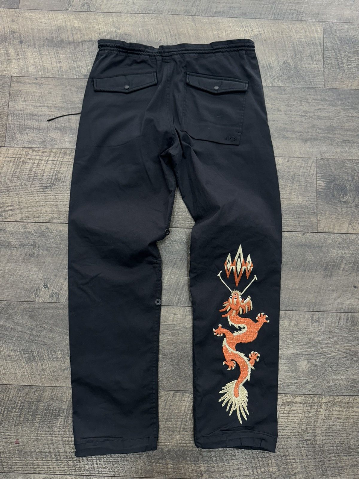 Maharishi ADJUSTABLE EMBROIDERED DRAGON PANTS (M) | Grailed