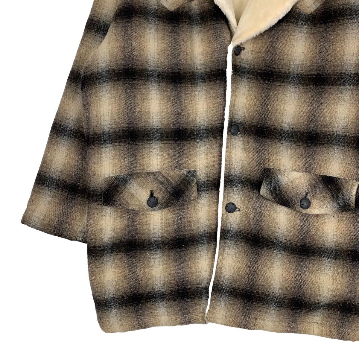 Japanese Brand JUNGLE STORM Shadow Plaid Sherpa Wool Jacket #1053-C47 Size US L / EU 52-54 / 3 - 3 Thumbnail