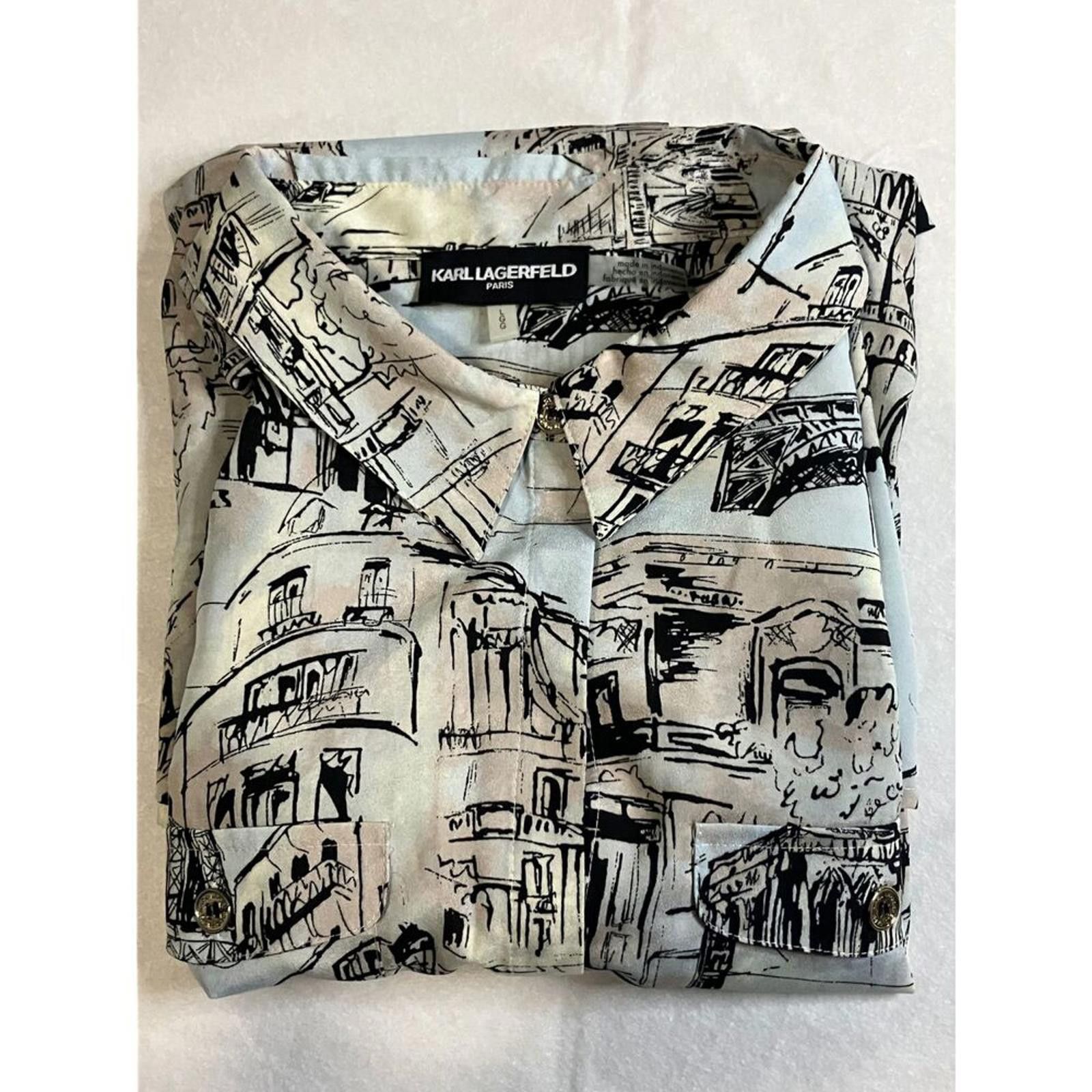 Karl Lagerfeld Karl Lagerfeld Paris Parisian Landmarks Print Blouse Size L Size L / US 10 / IT 46 - 8 Thumbnail
