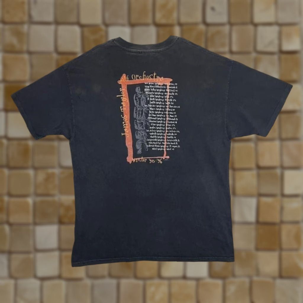 Hanes VINTAGE James Taylor With Orchestra "Winter 95-96" Music Band T-Shirt XL Black Mens Short Sleeve Hanes Single Stitch Graphic Front Back Size US XL / EU 56 / 4 - 1 Thumbnail