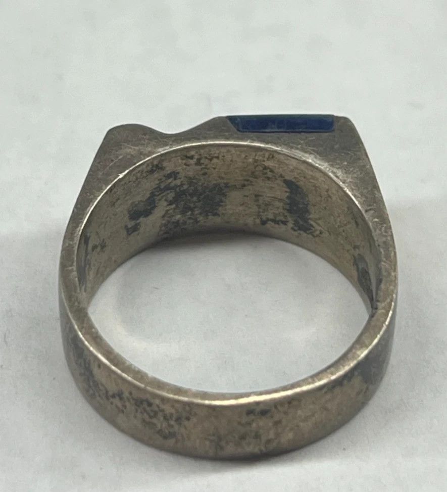 Jewelry Vintage Sterling Silver Ring Blue Sodalite 10 Mexico Size ONE SIZE - 7 Thumbnail