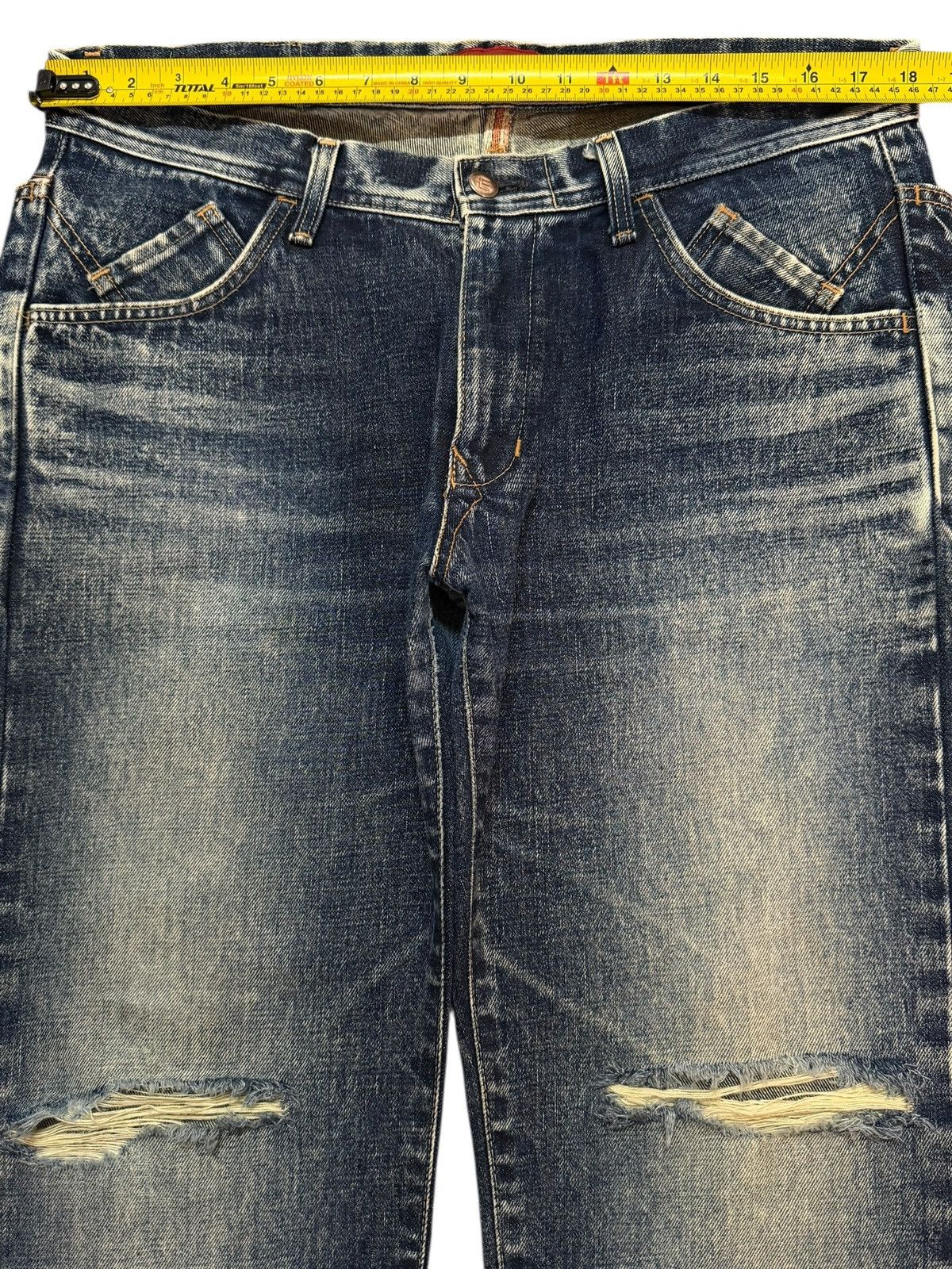 Edwin Vintage 90s Edwin E-Function Blue Faded Wash Distress Loose Size US 36 / EU 52 - 10 Thumbnail