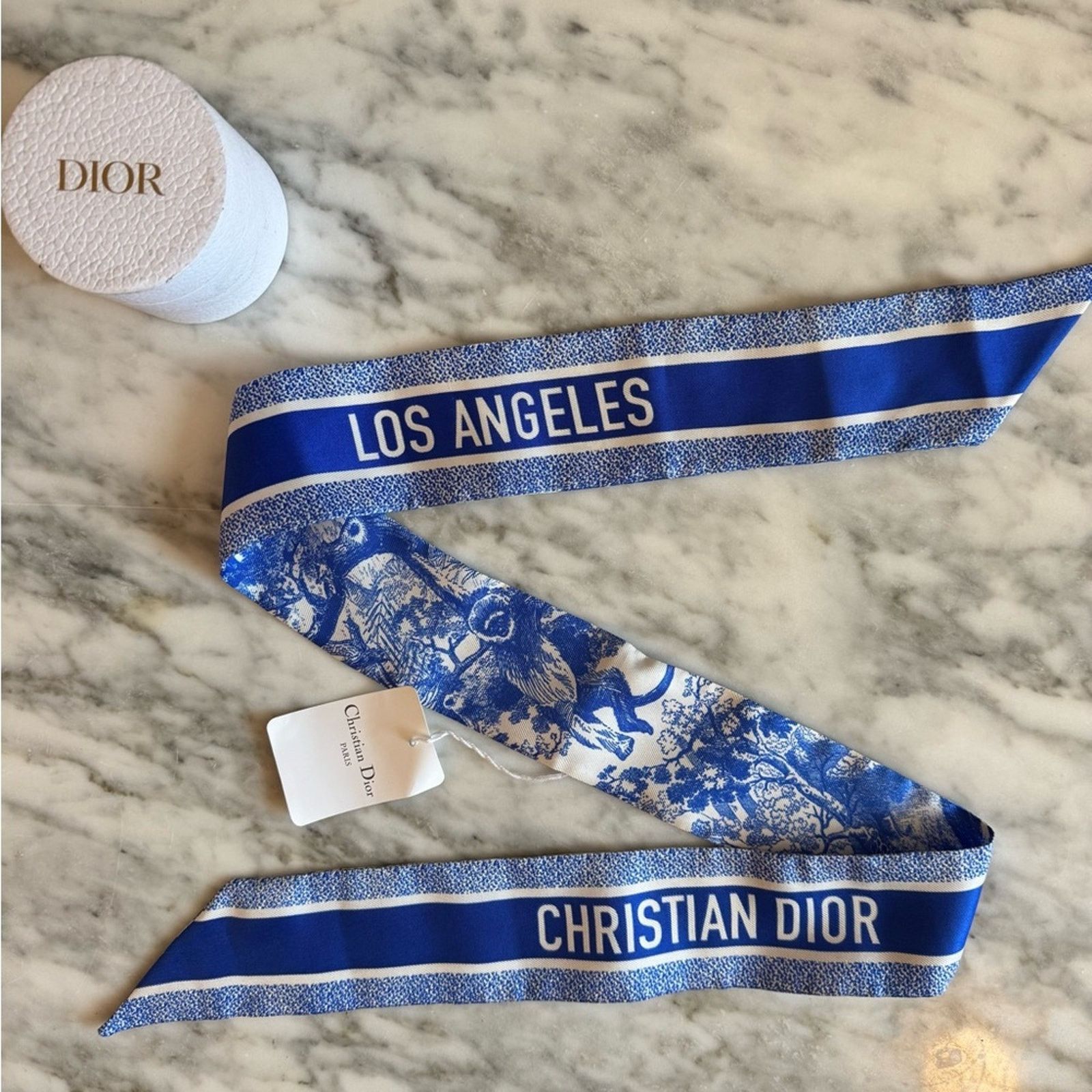 Dior Christian Dior Los Angeles Blue Silk Twilly Scarf Size ONE SIZE - 1 Thumbnail