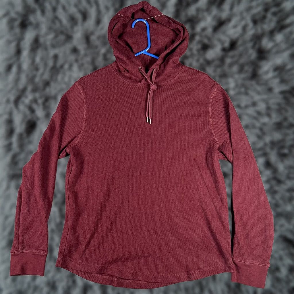 American Eagle Outfitters American Eagle Hoodie Shirt Mens M Maroon Waffle Knit Pullover Long Sleeve Hooded Thermal Lightweight Crew Neck Solid Size US M / EU 48-50 / 2 - 1 Thumbnail