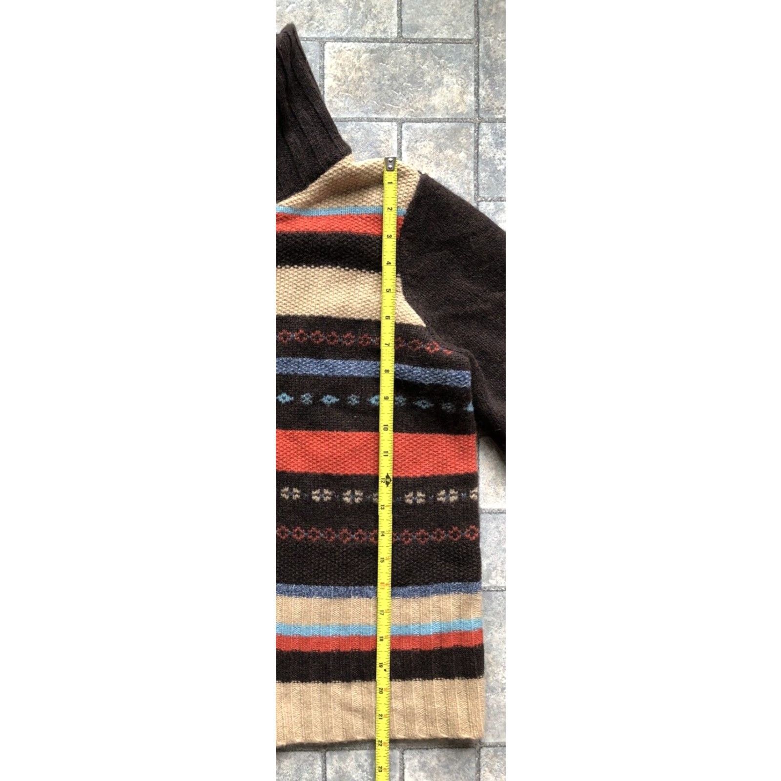 Liz Claiborne Crazy Horse Liz Claiborne Women’s Sweater Pullover L 100% Wool Brown 90s Hippie Classic Designer Size L / US 10 / IT 46 - 3 Thumbnail