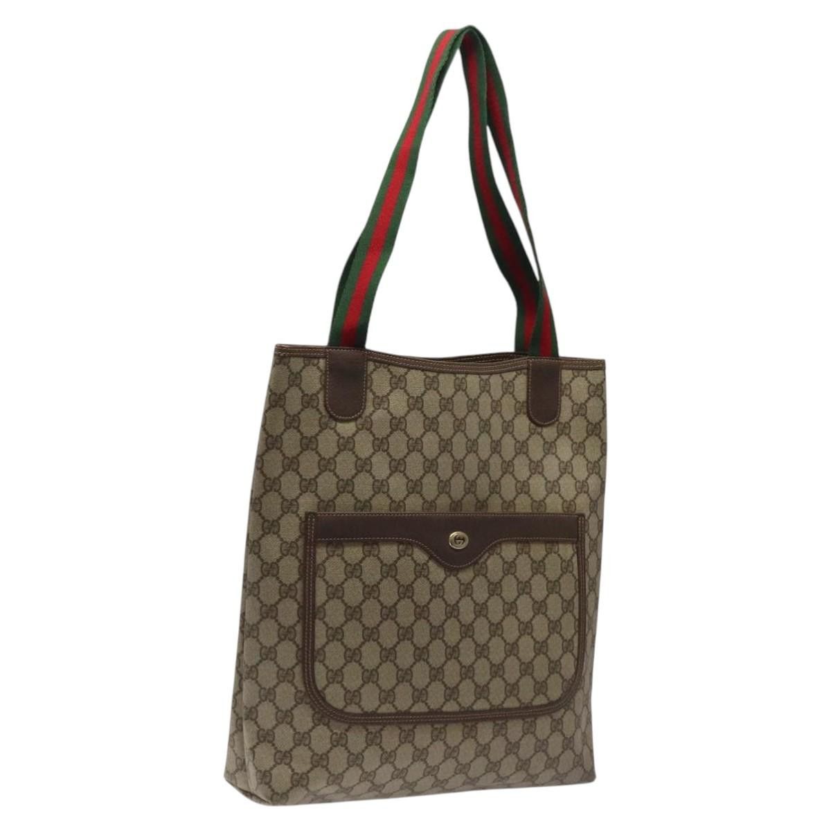 Gucci GG Supreme Web Sherry Line Tote Bag Pvc Beige 40 02 003 Auth Bs25057, Women's
