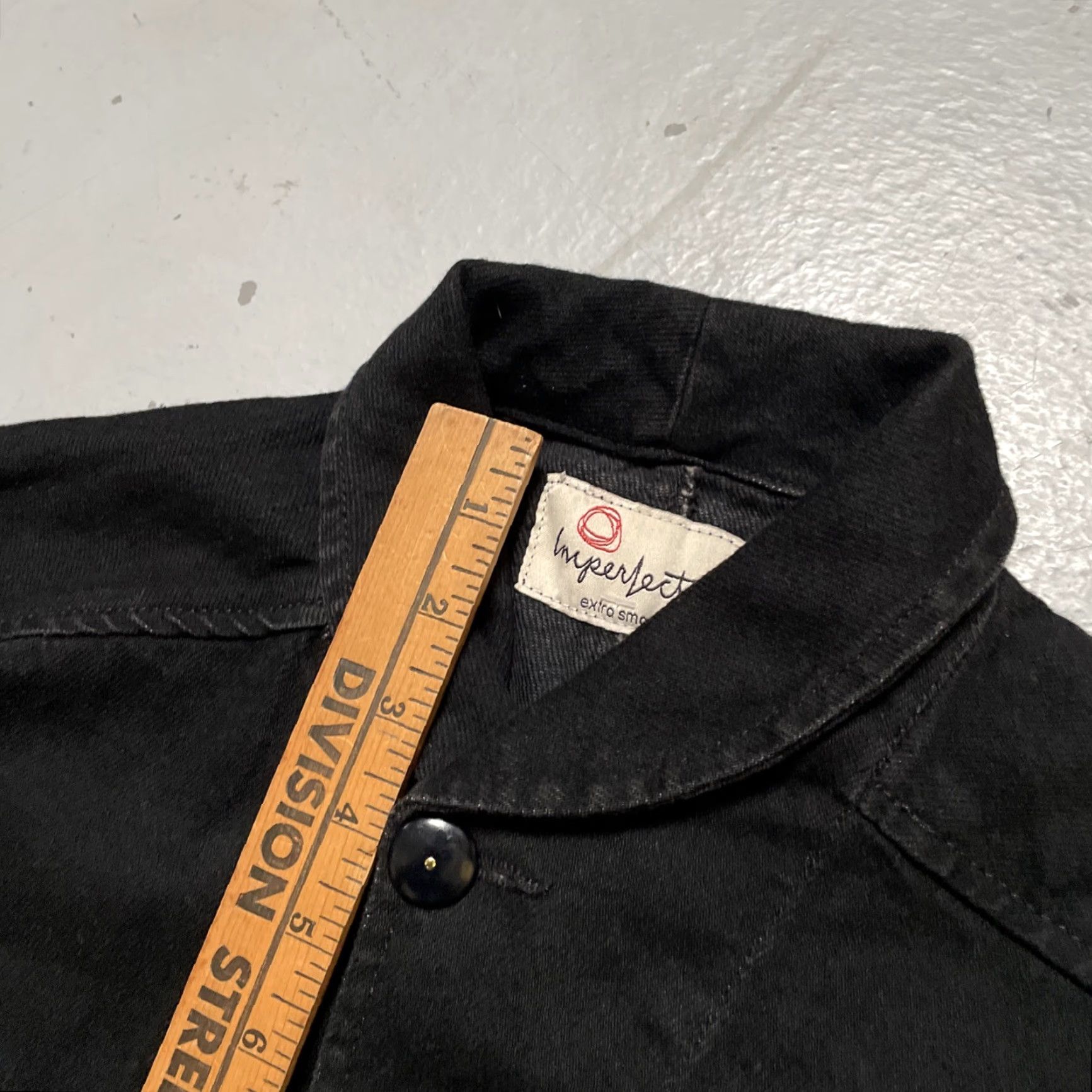 Vintage Imperfects Denim Shirt Jacket Shawl Collar Chore Style USA Made XS Black Unisex Adults Military Jacket Workwear Heritage 90s? Size US XS / EU 42 / 0 - 3 Thumbnail