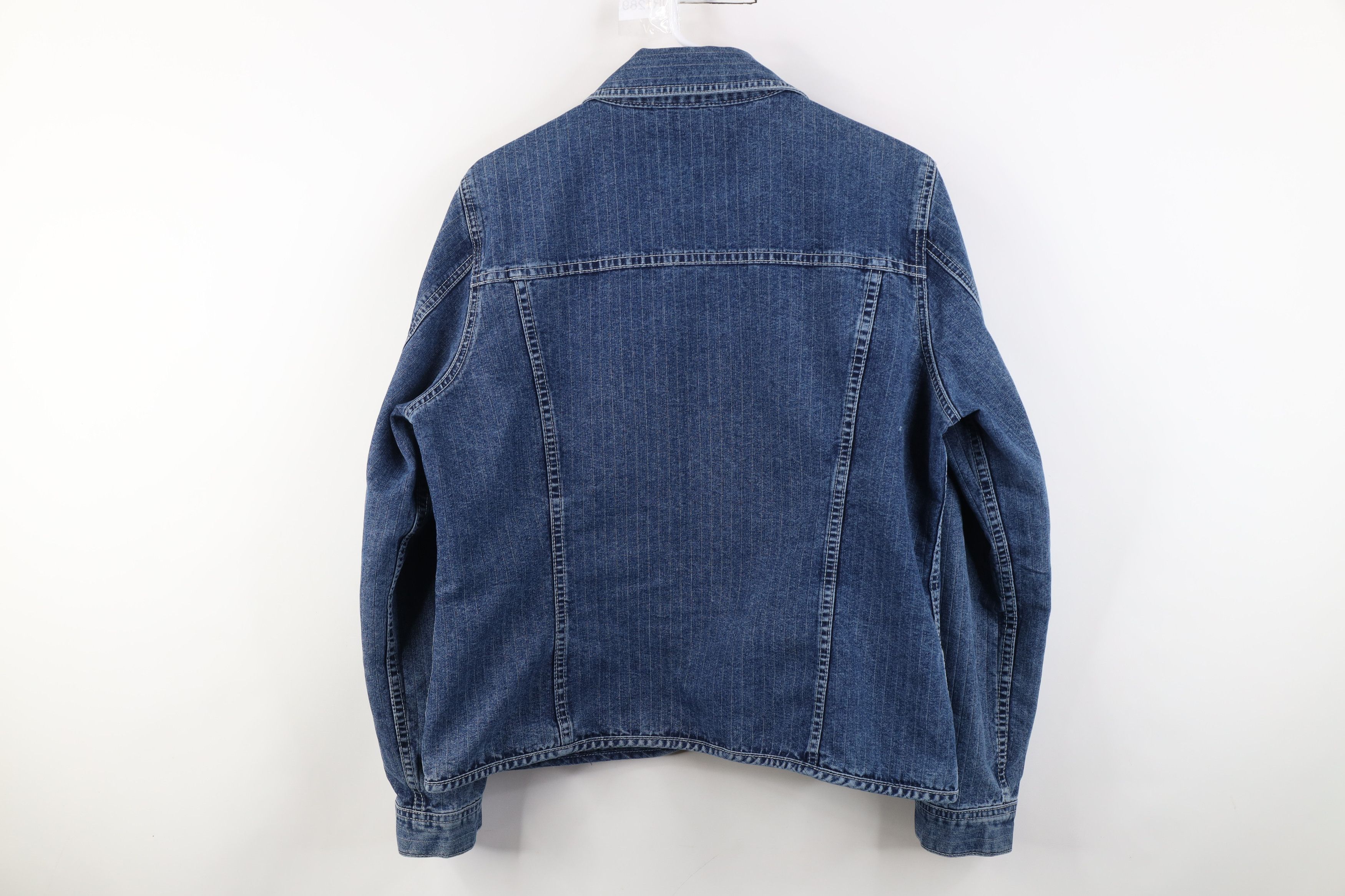 Vintage Vintage 90s Y2K Streetwear Striped Denim Trucker Jacket Size L / US 10 / IT 46 - 12 Thumbnail
