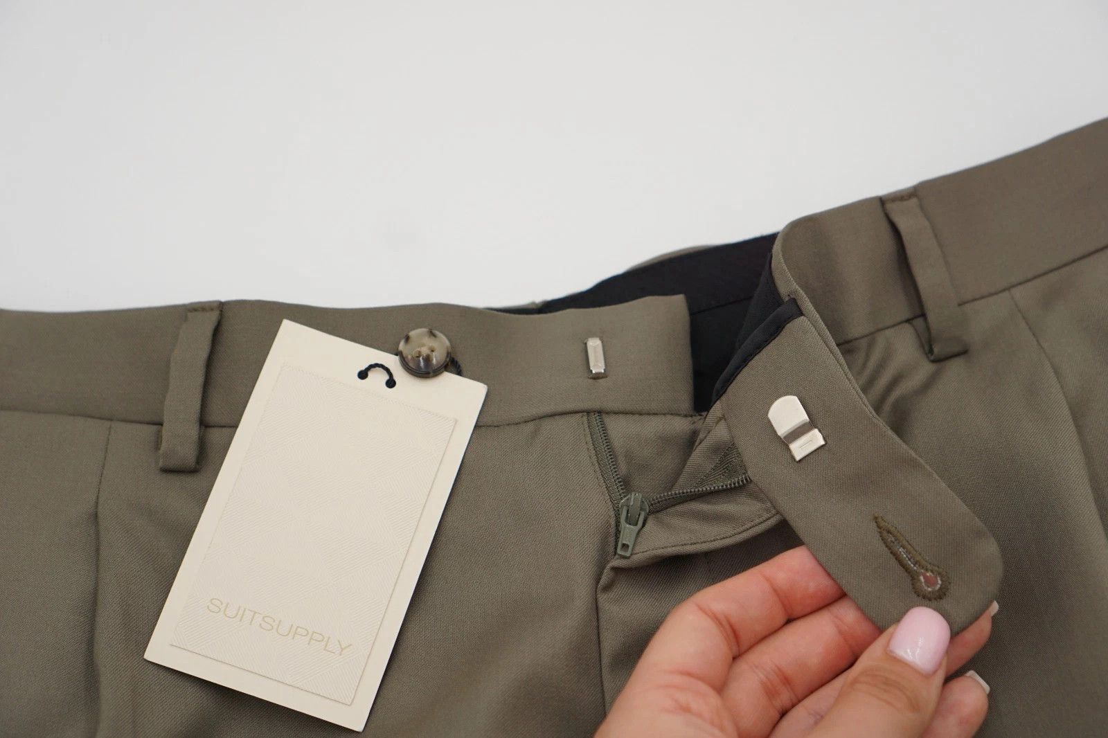 Suitsupply Men Suitsupply Trousers Khaki Green Wool Size 29 UK/US48S Size 48S - 3 Thumbnail