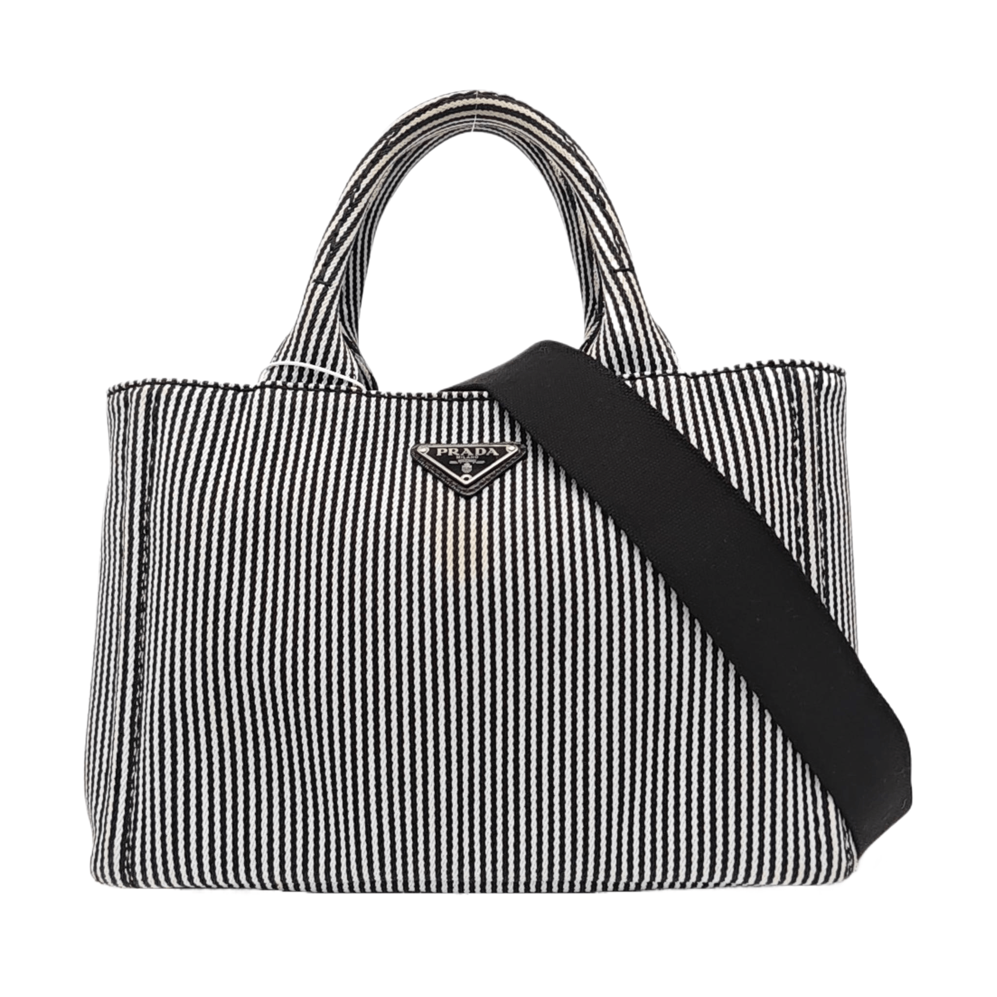 Prada Prada Striped Canvas Logo Tote Bag Size ONE SIZE - 1 Thumbnail