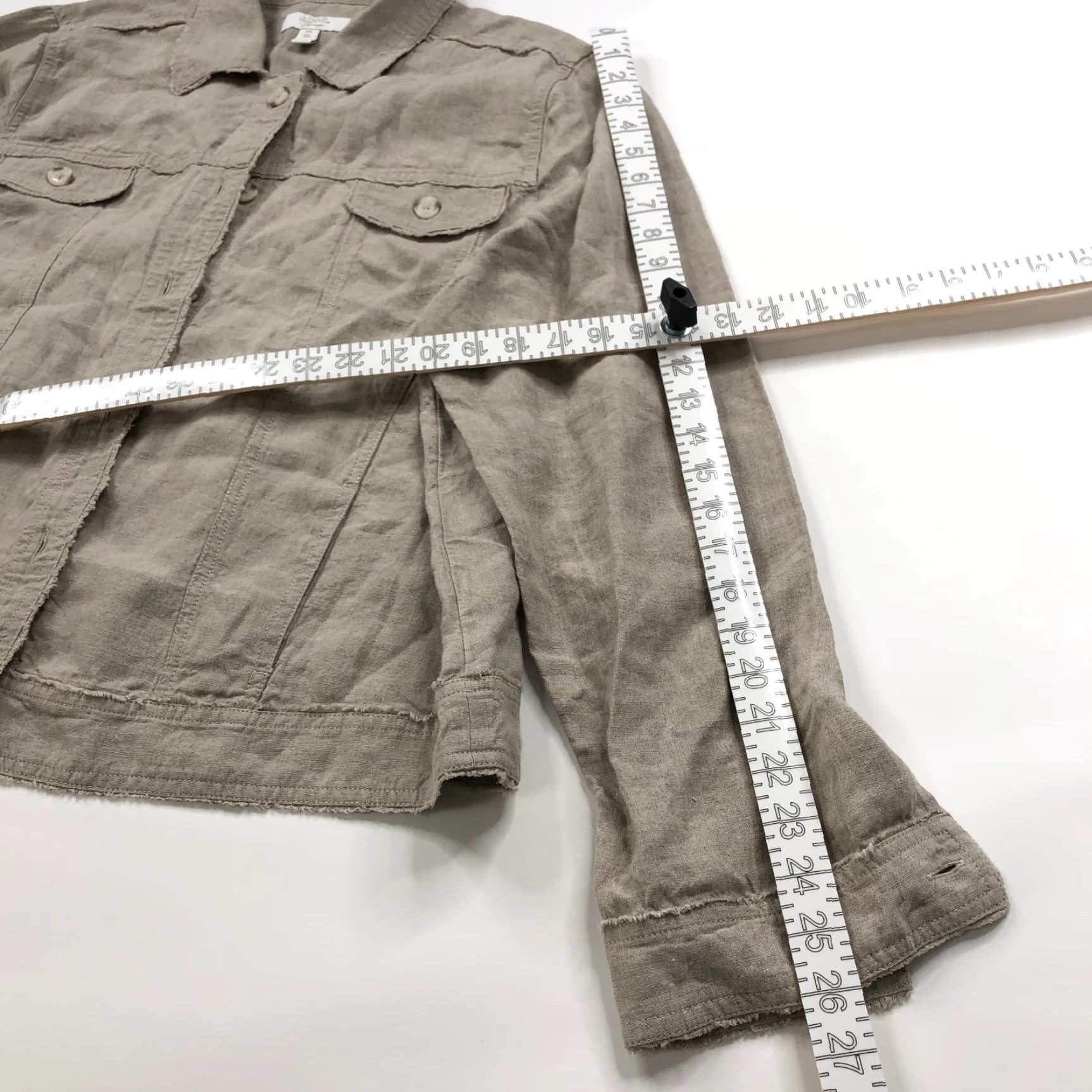 Charter Club Charter Club Luxury XXL 100% Linen Long Sleeve Shacket Shirt Jacket Beige MINT Shirt Womens Basic Casual All Seasons Size XXL / US 16-18 / IT 52-54 - 4 Thumbnail