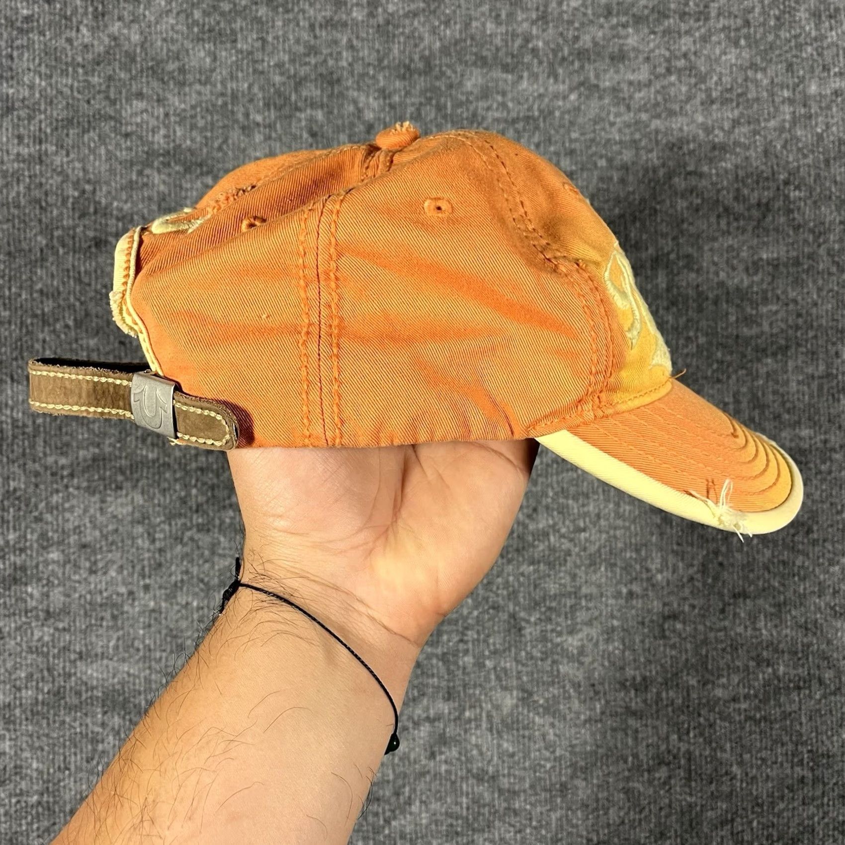 True Religion VINTAGE True Religion Trucker Baseball Cap Hat Orange Distressed Strapback Logo Y2K Unisex Adults Size ONE SIZE - 2 Thumbnail
