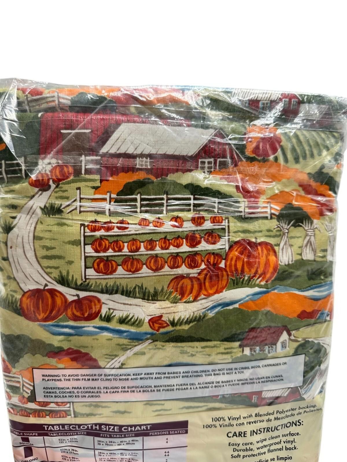 Other Autumn Fest Round Vinyl Tablecover 60" Flannel-Backed Size ONE SIZE - 6 Thumbnail