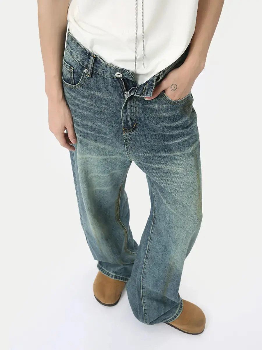 Japanese Brand Retro loose washed straight leg jeans Size US 32 / EU 48 - 3 Thumbnail