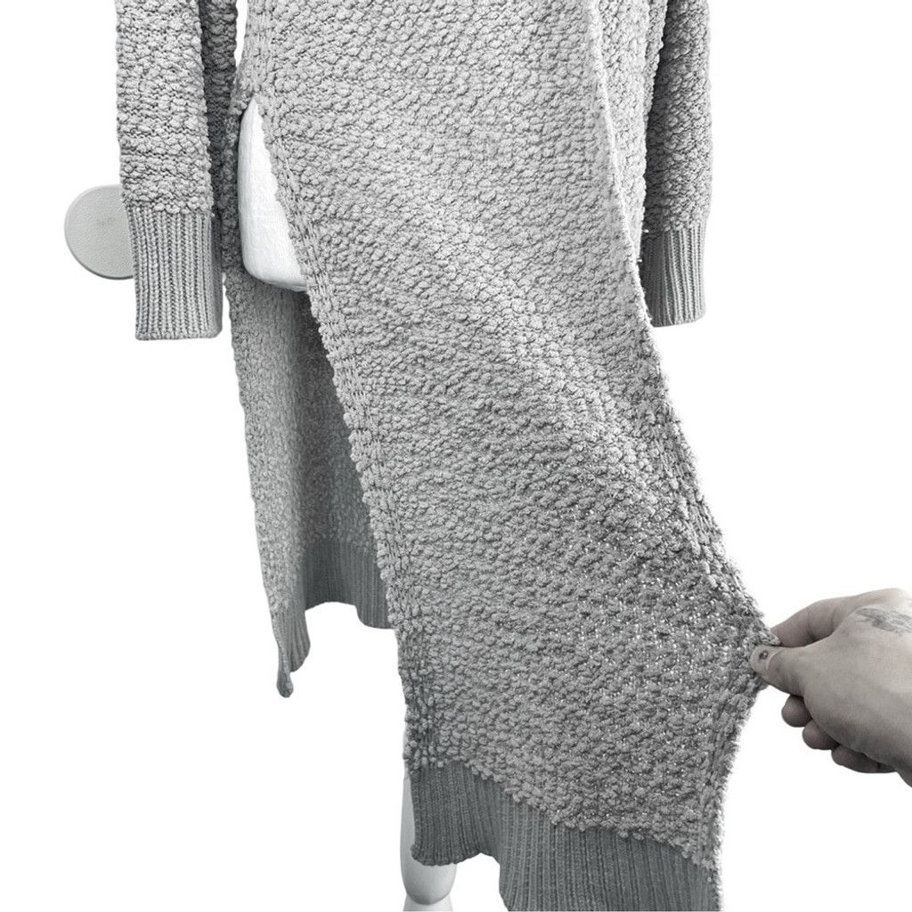 Other LAJU Women's Grey Sherpa Texture Maxi Coatigan w Slits XS Size XS / US 0-2 / IT 36-38 - 3 Thumbnail