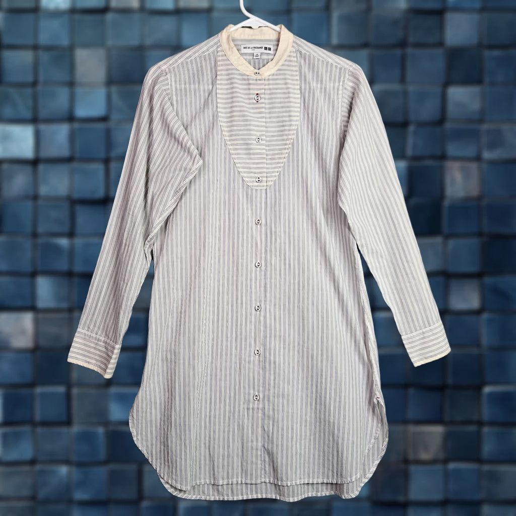 Uniqlo VINTAGE? Ines De La Fressange Uniqlo Women's Stripes Button Up Long Sleeve Shirt XS Blue Regular Shirt Womens XS Blue Striped Button Up Uniqlo Blouse Size XS / US 0-2 / IT 36-38 - 1 Thumbnail