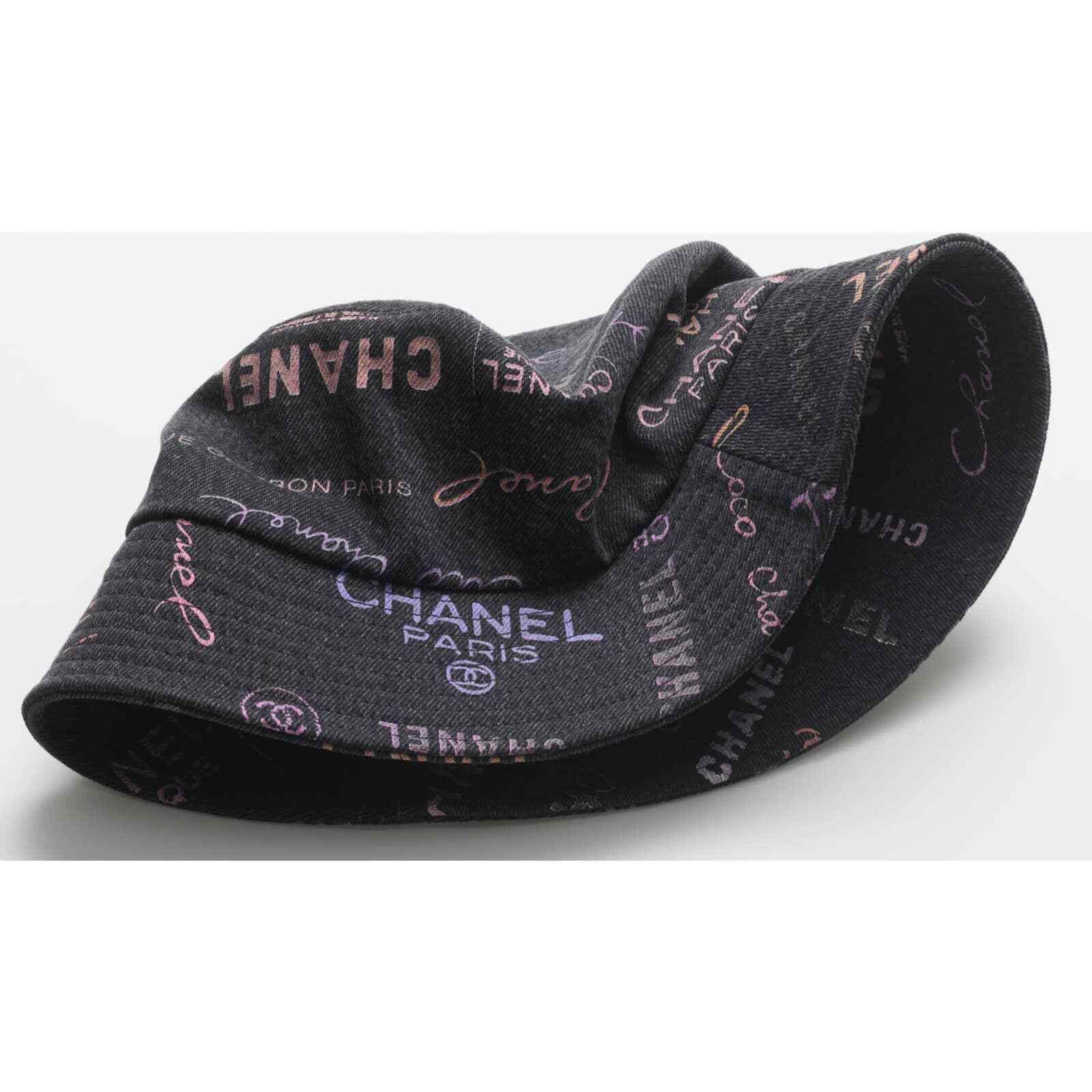Chanel Chanel Denim Graffiti CC Logo Sun Cloche Bucket Hat Small Size ONE SIZE - 4 Thumbnail