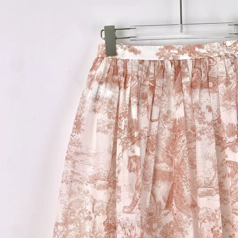 Dior Christian Dior Pink Jungle Print Cotton Skirt-2506 Size 35" - 3 Thumbnail