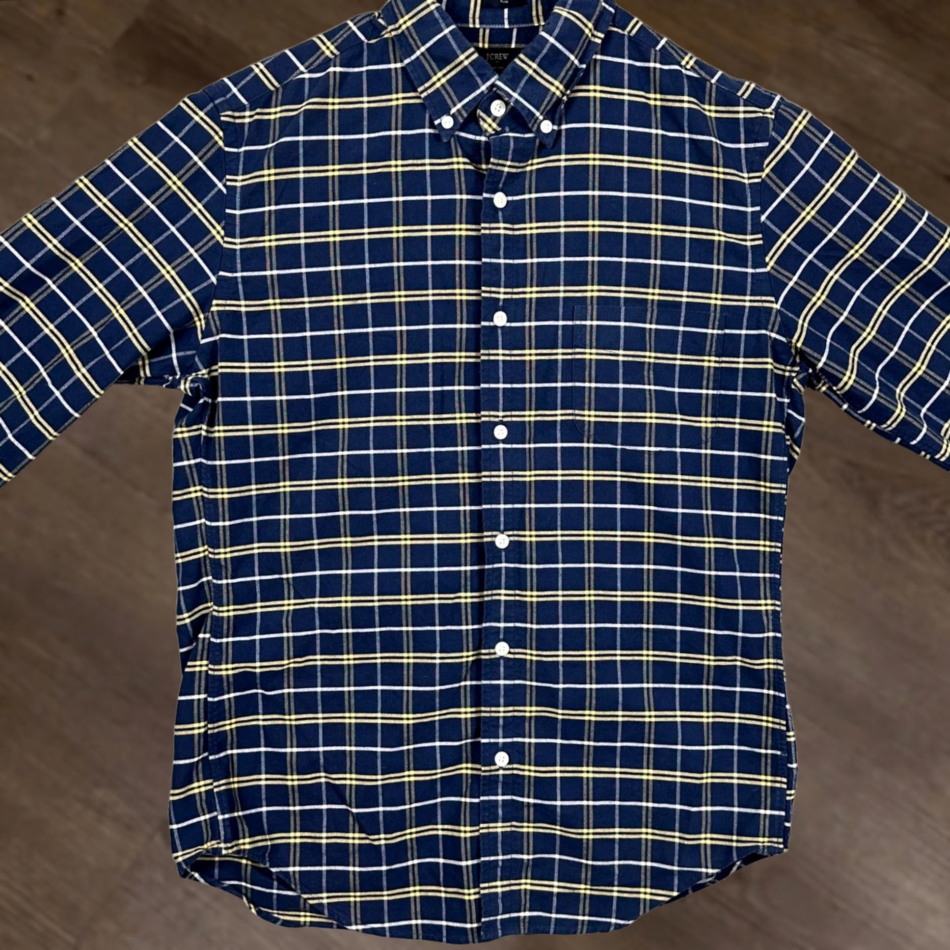 J.Crew J. Crew Oxford Shirt Button-Down Mens Medium Blue Yellow Plaid Slim Long Sleeve Shirt Size US M / EU 48-50 / 2 - 1 Thumbnail