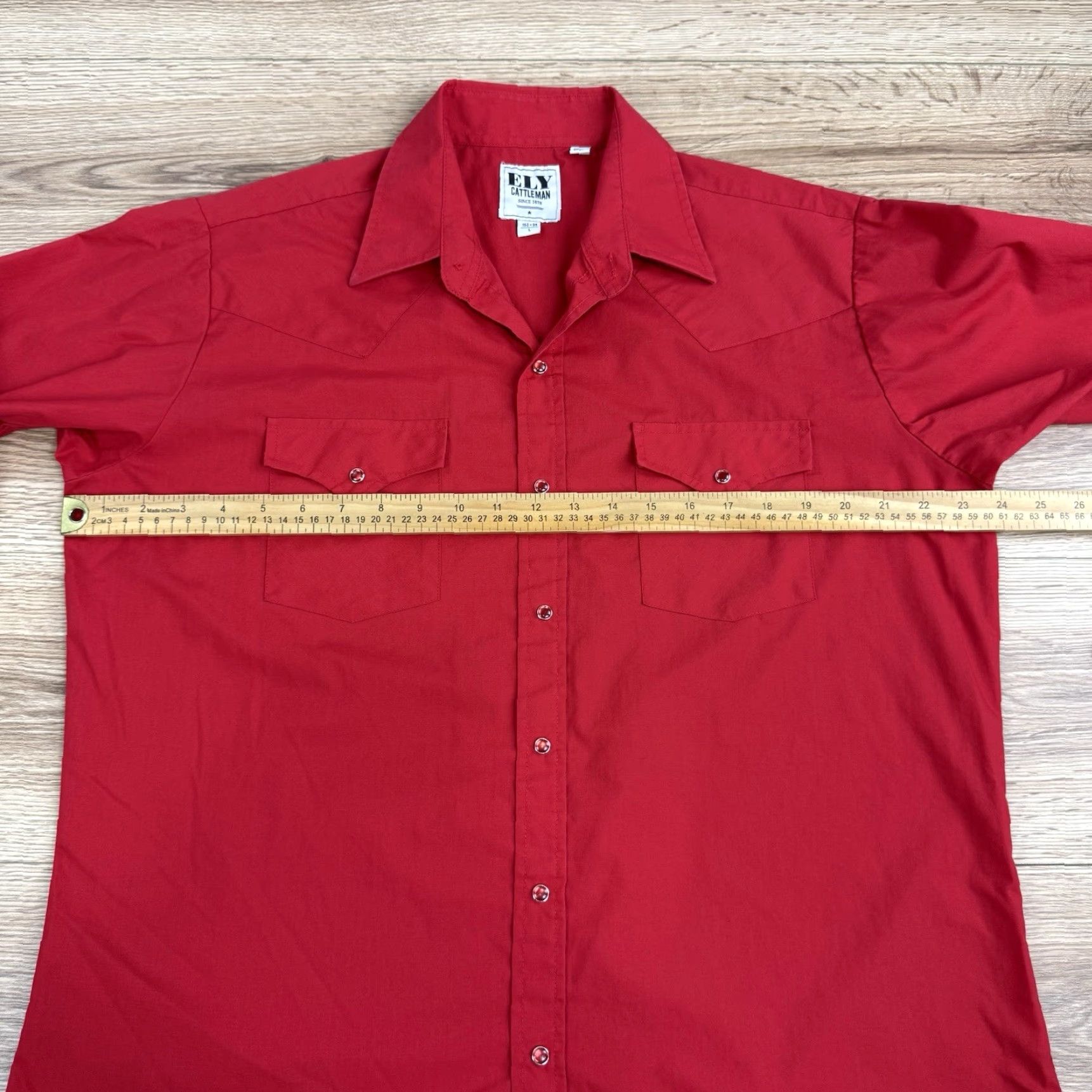Vintage VINTAGE Ely Cattleman Red Long Sleeve Western Pearl Snap Shirt Mens Large 16 1/2 X 34 Size US L / EU 52-54 / 3 - 6 Thumbnail