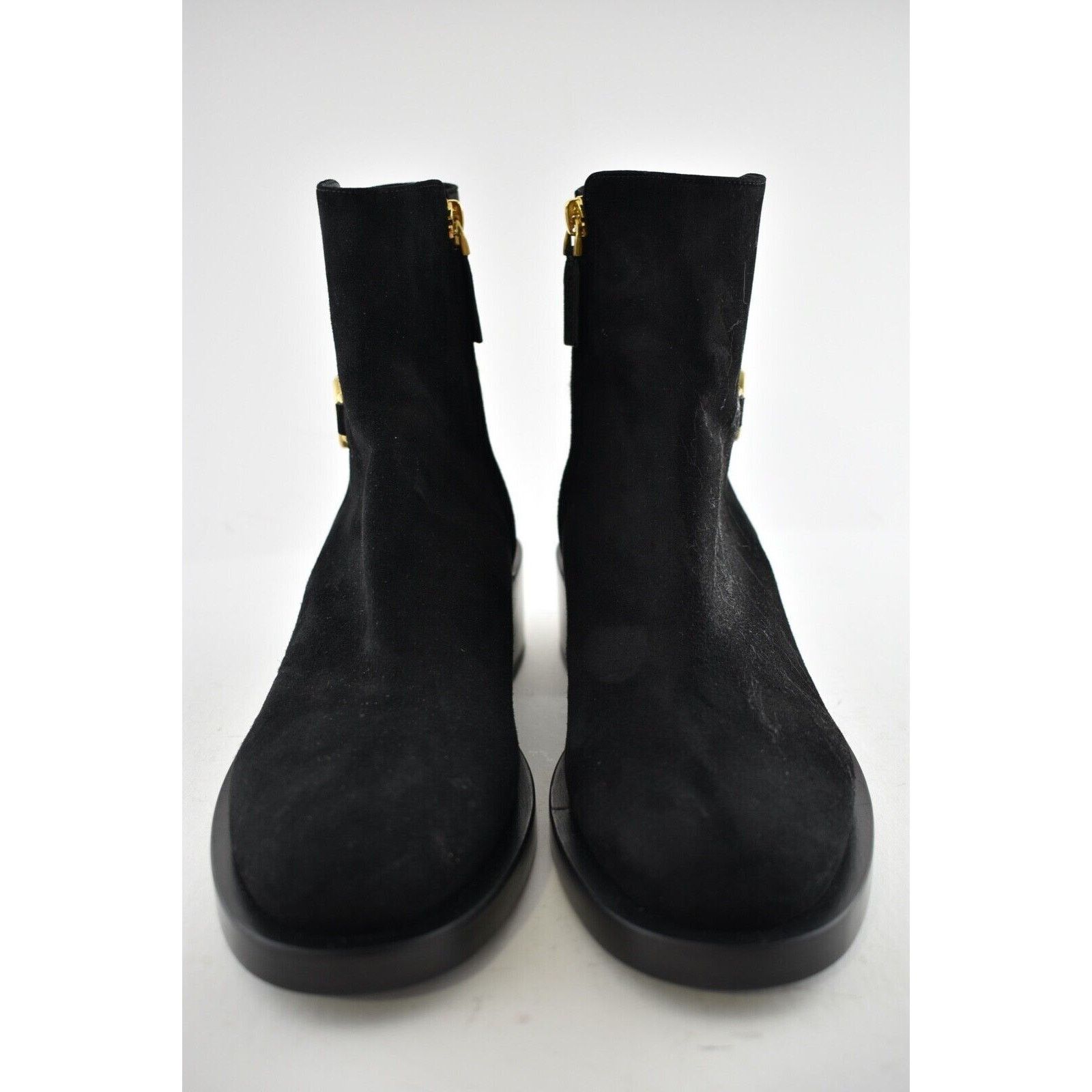 Valentino Valentino V Logo Gold Black Suede Block Heel Short Ankle Size US 7.5 / IT 37.5 - 3 Thumbnail