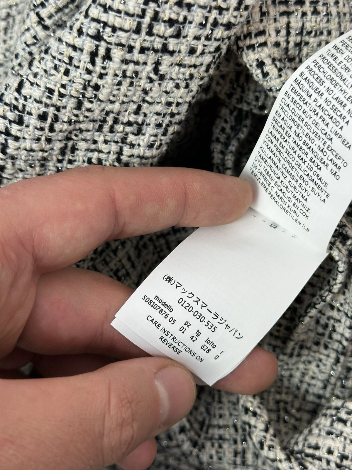 Weekend Max Mara Max Mara Weekend Tweed White-Black Cotton Women’s Coat Size M / US 6-8 / IT 42-44 - 14 Thumbnail