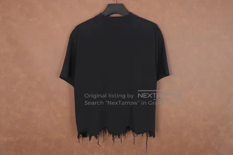 Balenciaga Balenciaga Black Distressed Hem Double Ring Short Sleeve T Size US S / EU 44-46 / 1 - 3 Thumbnail