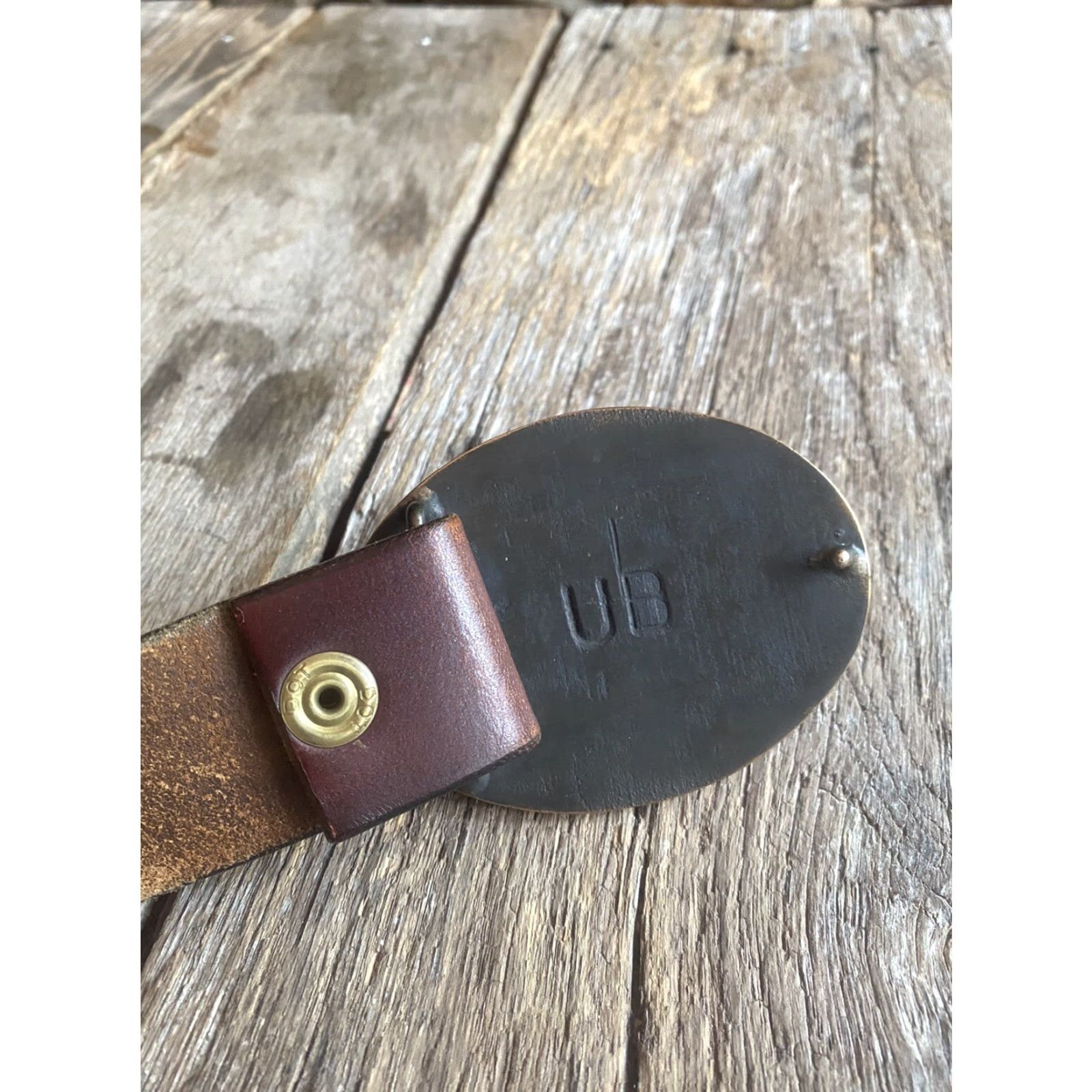 Vintage VINTAGE Stanford Solid Brass Belt Buckle Leather 37-39” Leland Stanford Junior University Bronze 1970s Collegiate Mens Womens Boys Girls Size ONE SIZE - 3 Thumbnail