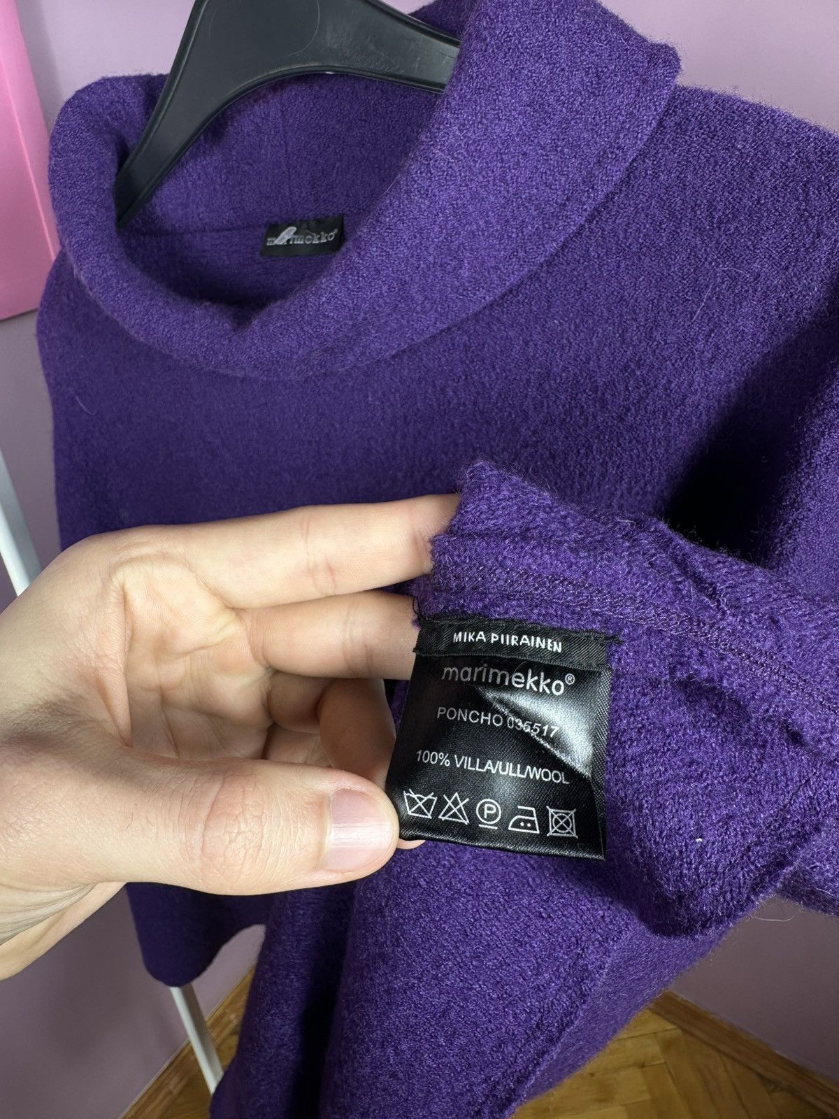 Marimekko Marimekko Mika Piirainen Wool Poncho Cape Coat Turtleneck Size ONE SIZE - 11 Thumbnail