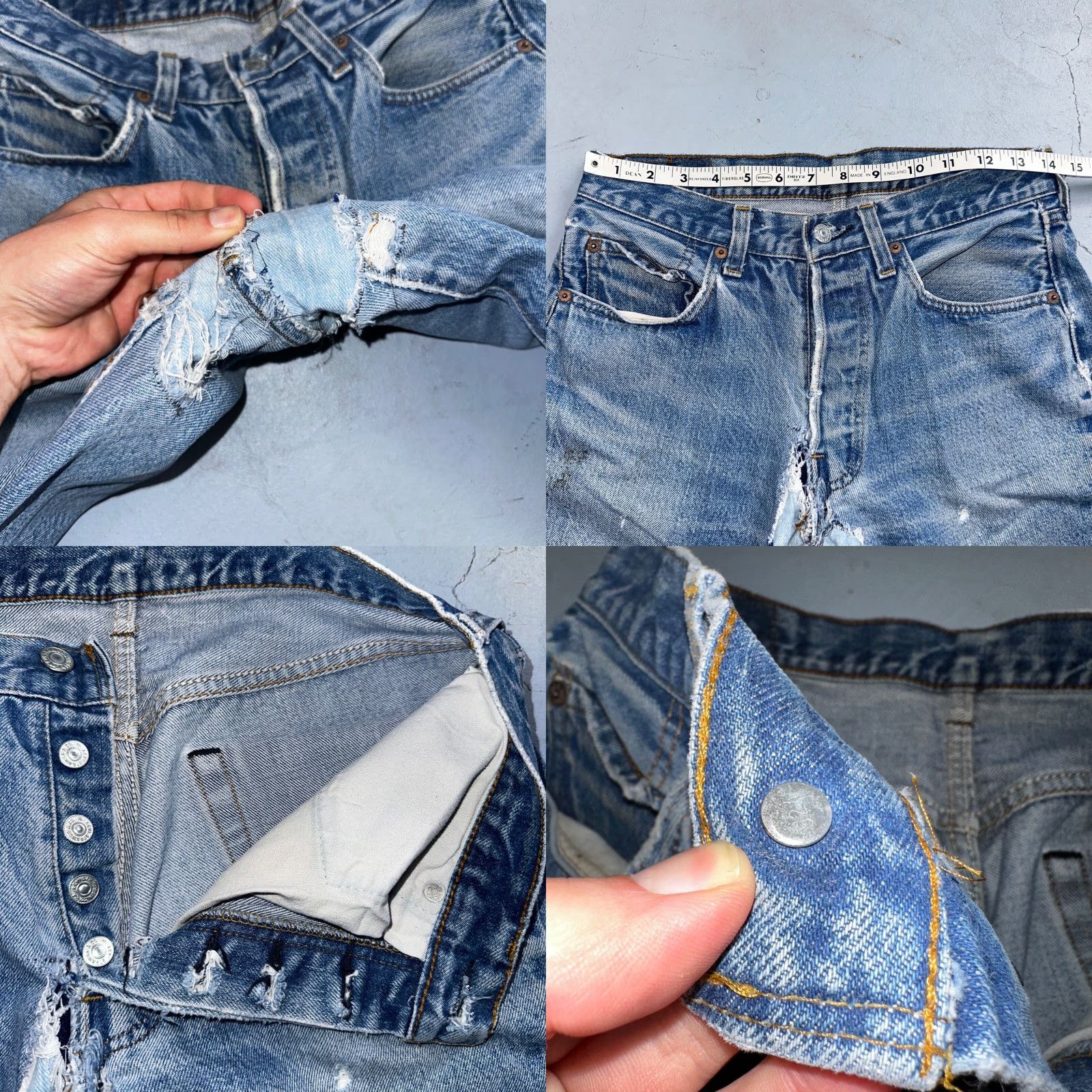 Levi's Levi's 501 XX Jeans Vintage 80s Redline Selvedge USA Light Wash 32x33 28x28 Mens Regular Denim Cotton Blue Button Fly Straight Distressed N/A Size US 32 / EU 48 - 8 Thumbnail