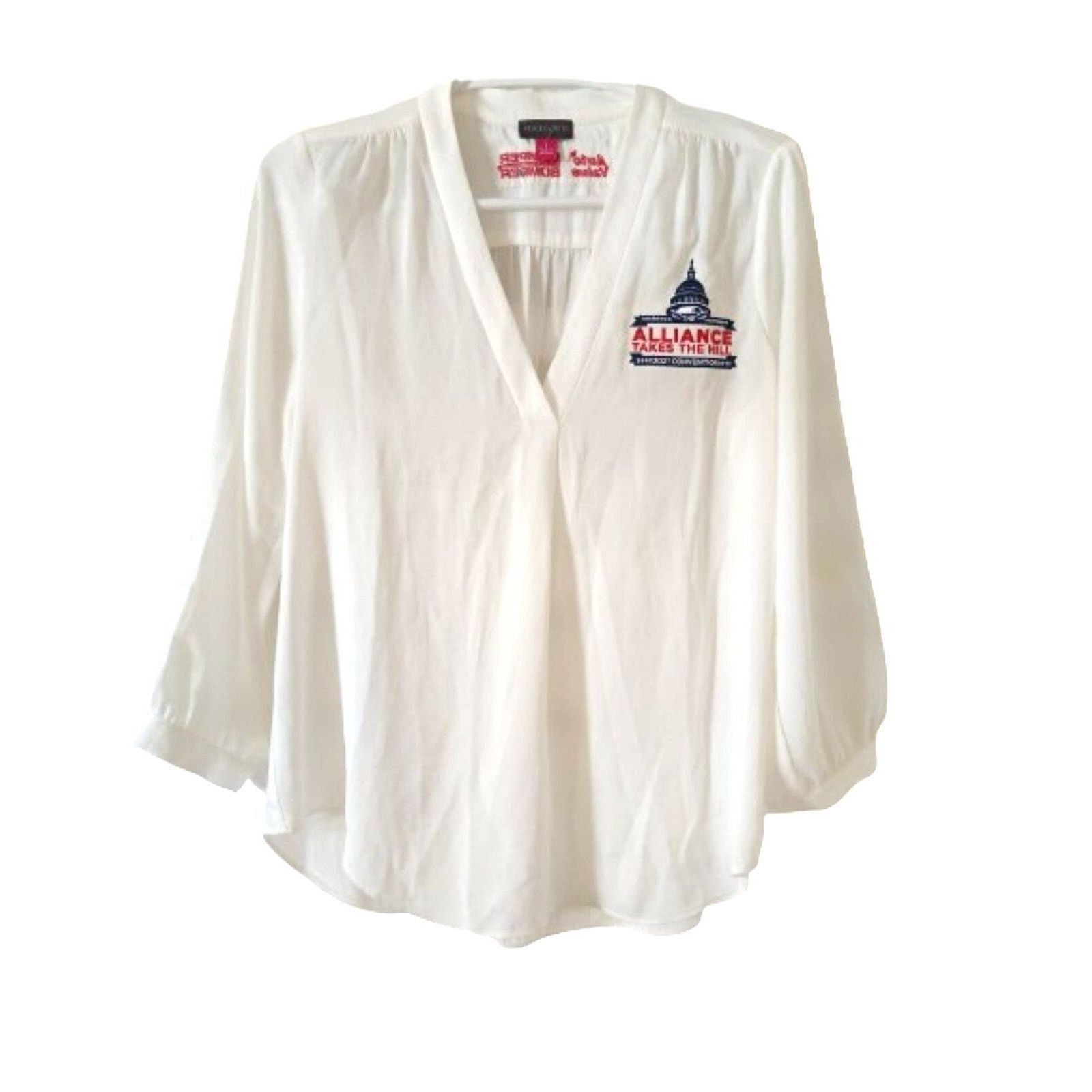 Vince Camuto Vince Camuto long sleeve v neck white women's blouse S Size S / US 4 / IT 40 - 1 Thumbnail