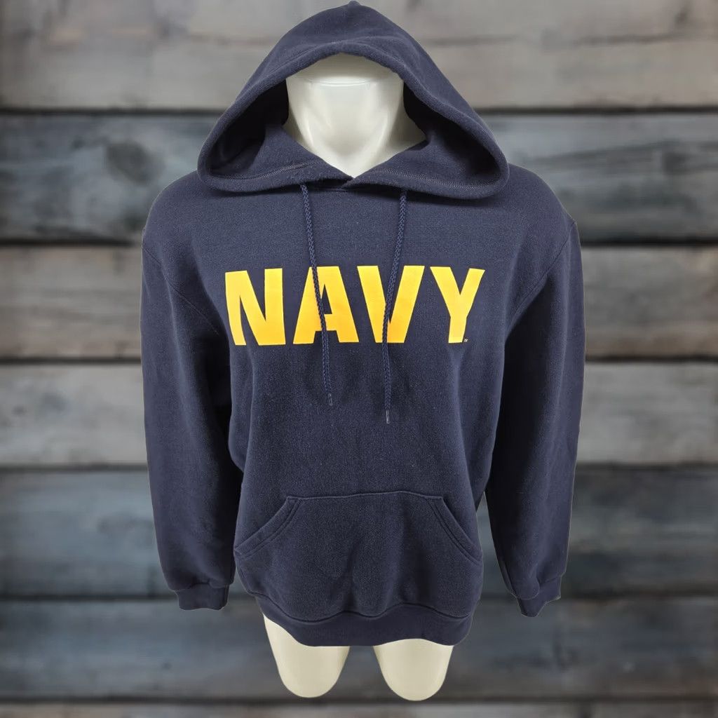 Soffe VINTAGE Soffe United States Navy Hoodie Men L NAVY BLUE Pullover Hooded Pockets Graphic Print Regular Fit Long Sleeve Cotton Polyester Size US L / EU 52-54 / 3 - 1 Thumbnail