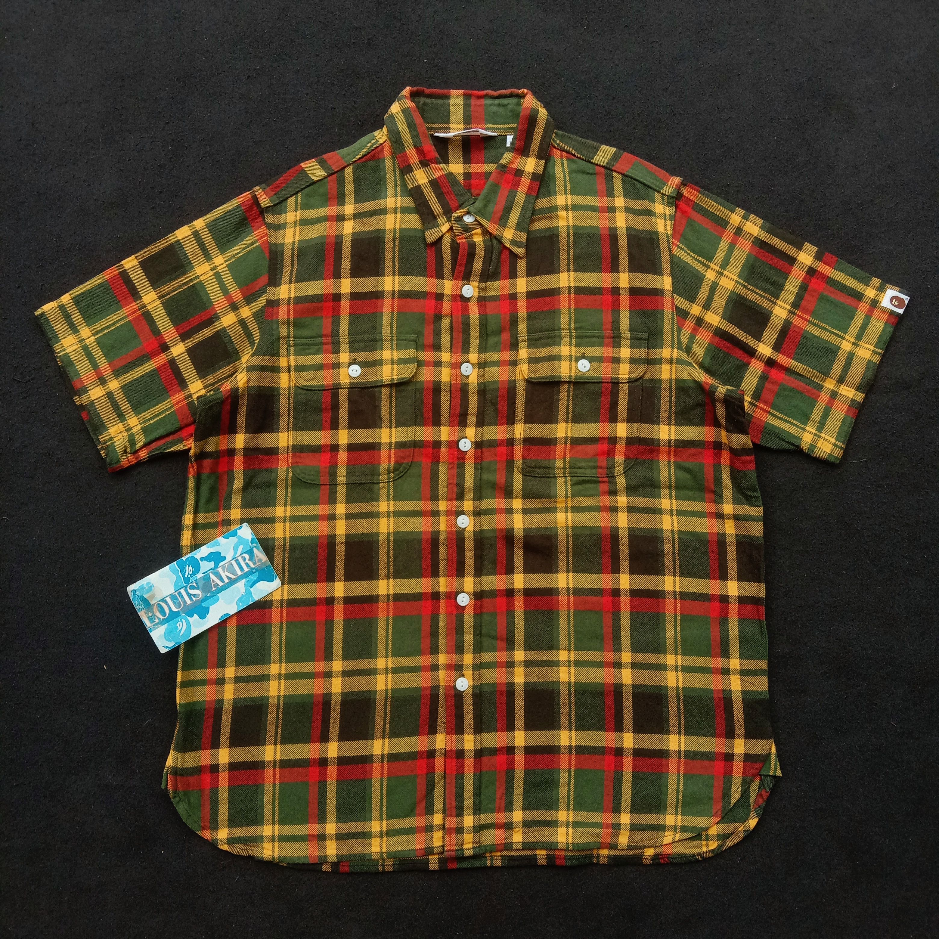 image of Bape X Isetan Button Up S/s Shirt (2008) in Green, Men's (Size XL)
