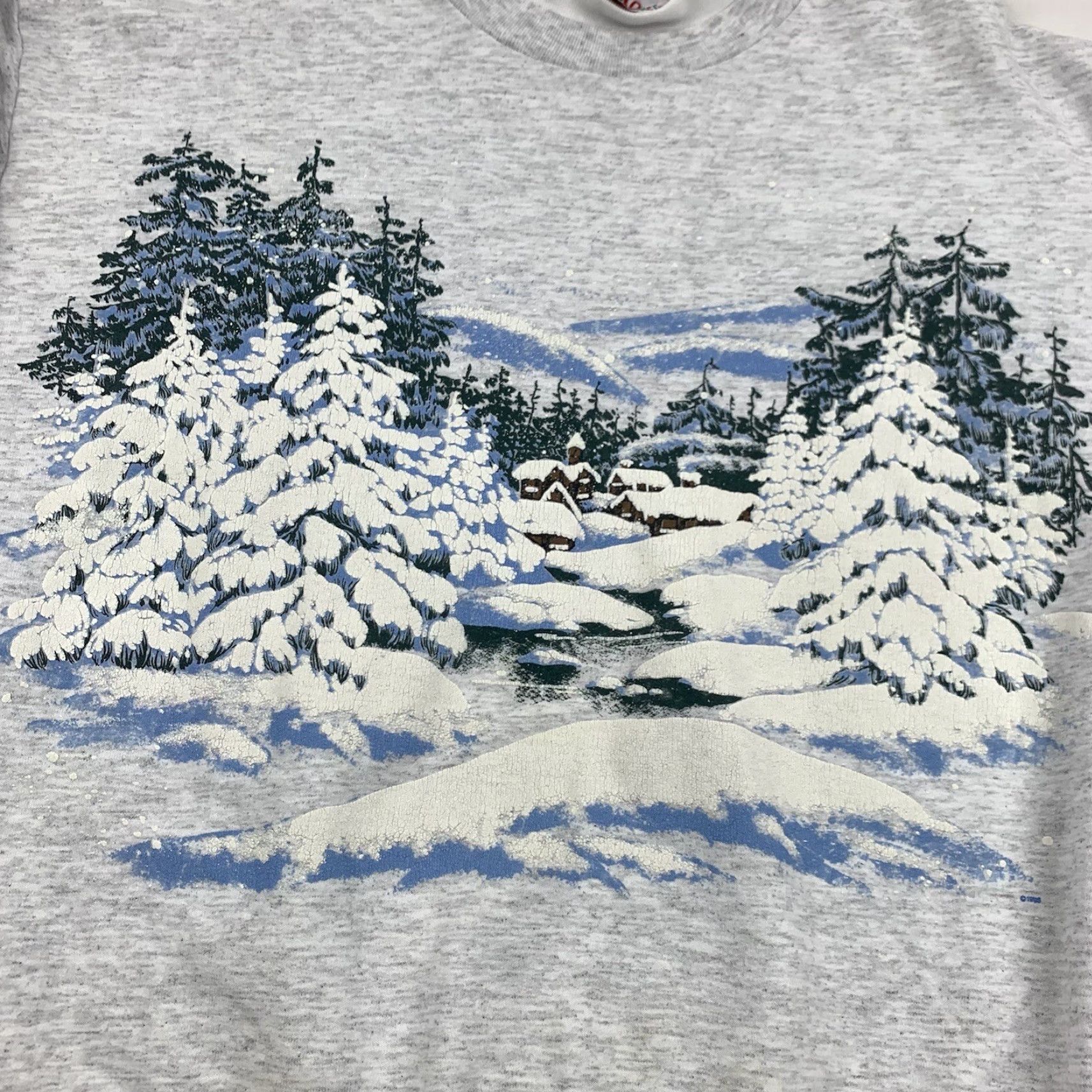 Vintage VINTAGE Grays Sweatshirt Shirt Womens M Gray Christmas Winter Nature Outdoor 90s Holiday Log Cabin Mens Womens Size M / US 6-8 / IT 42-44 - 2 Thumbnail
