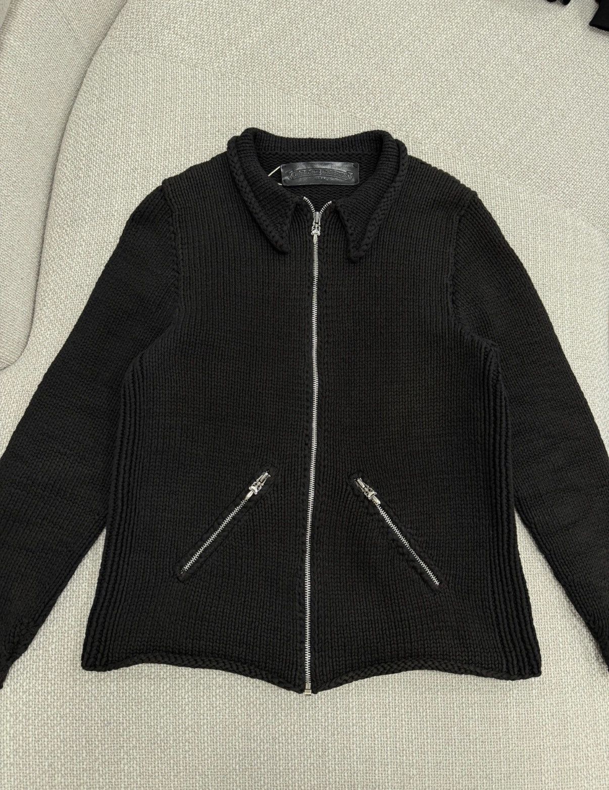 Chrome Hearts Chrome Hearts Thick Wool Knit Patch Sword Zip Cardigan Size US S / EU 44-46 / 1 - 1 Thumbnail