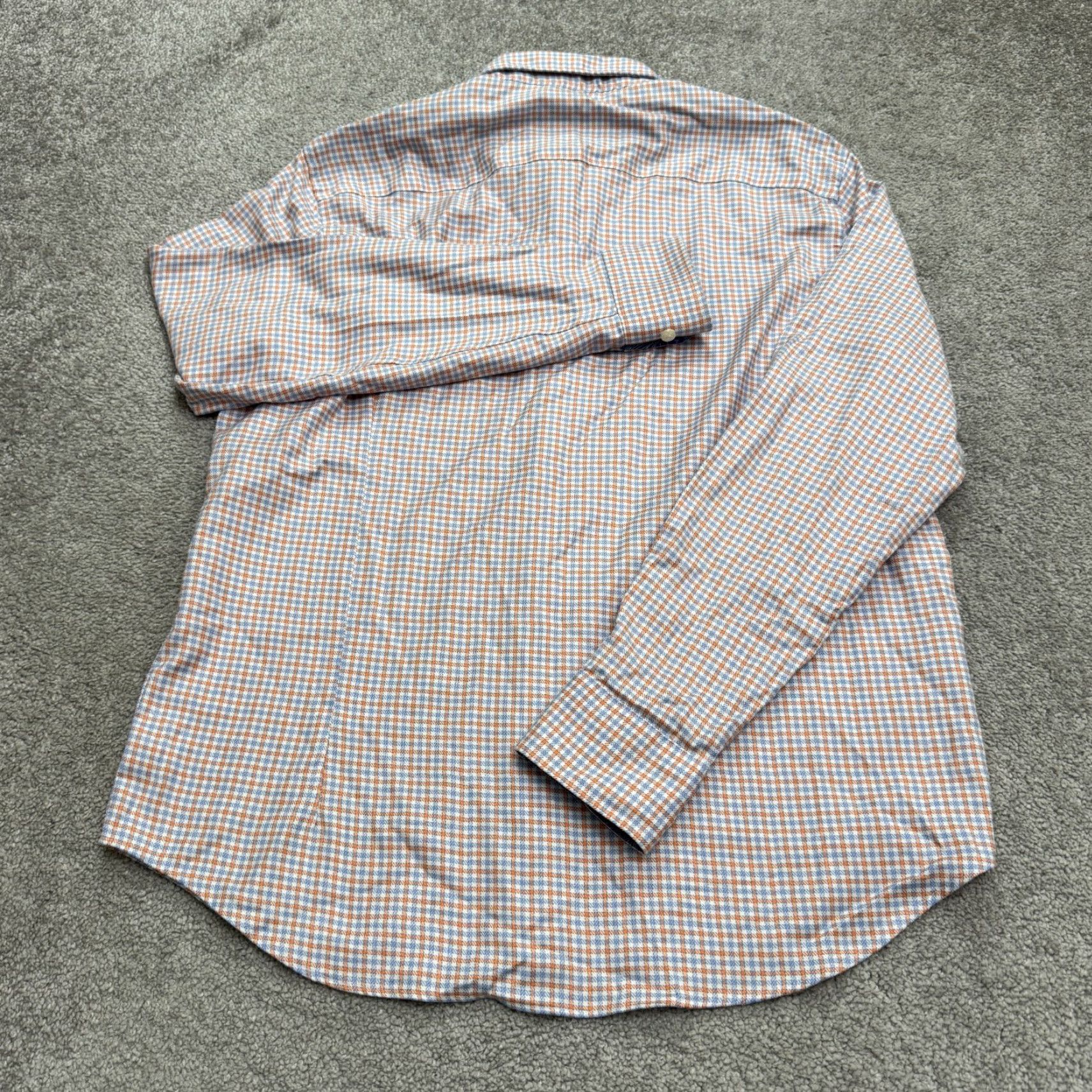 Egara VINTAGE Egara Men's Flannel Shirt Long Sleeve Button-Up Casual Plaid Cotton Spandex Blue Orange Regular Fit XXL Size US L / EU 52-54 / 3 - 2 Thumbnail