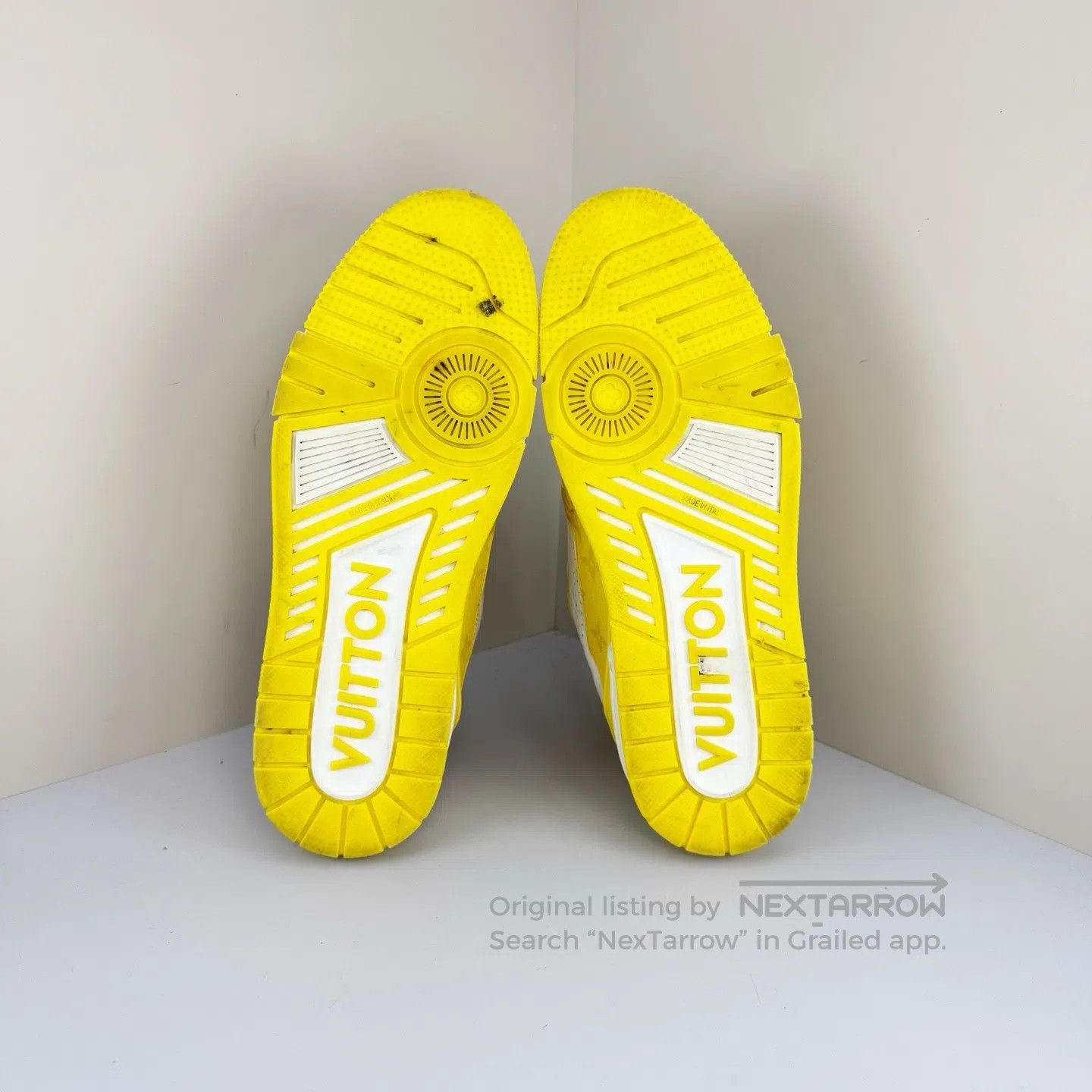 Louis Vuitton Louis Vuitton White and Yellow Embossed Trainer Sneakers| Size US 8 / EU 41 - 5 Thumbnail